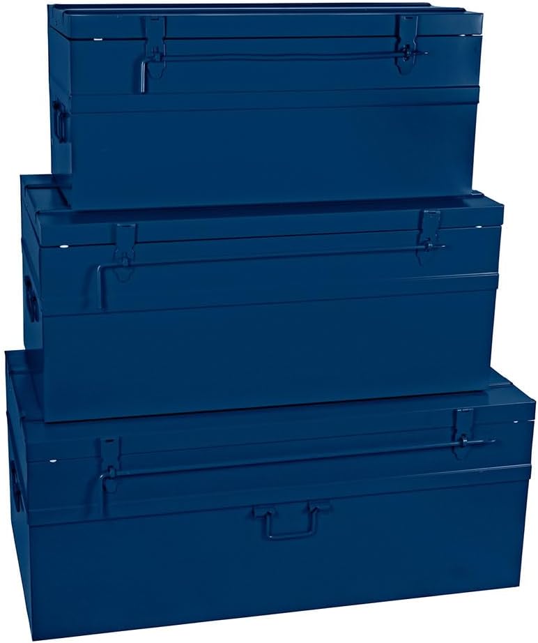 Cogex - Set 3 Bauli in Metallo Lucchettabili, Blu - immagine 1