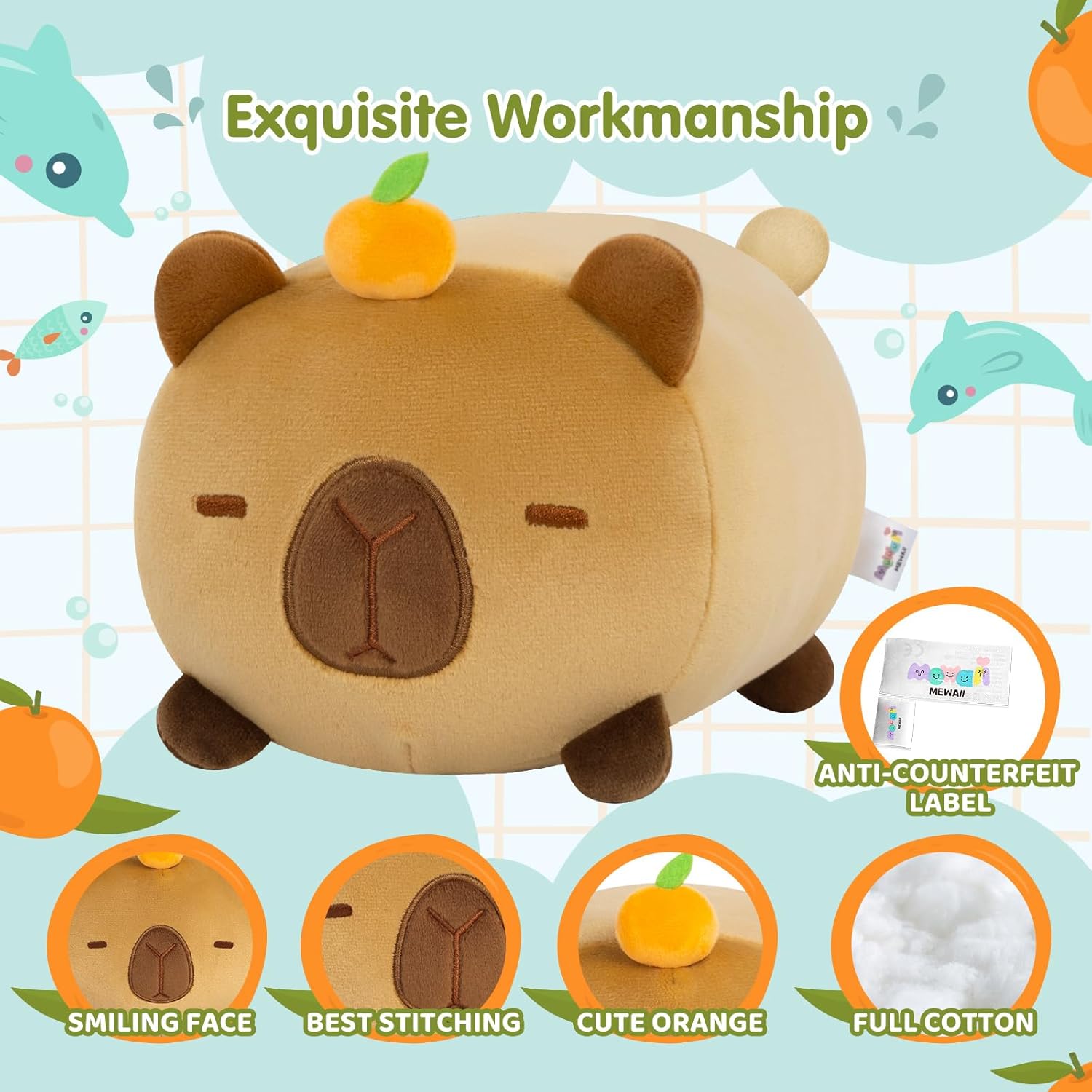 Mewaii Peluche Capibara Arancione 20CM - immagine 3