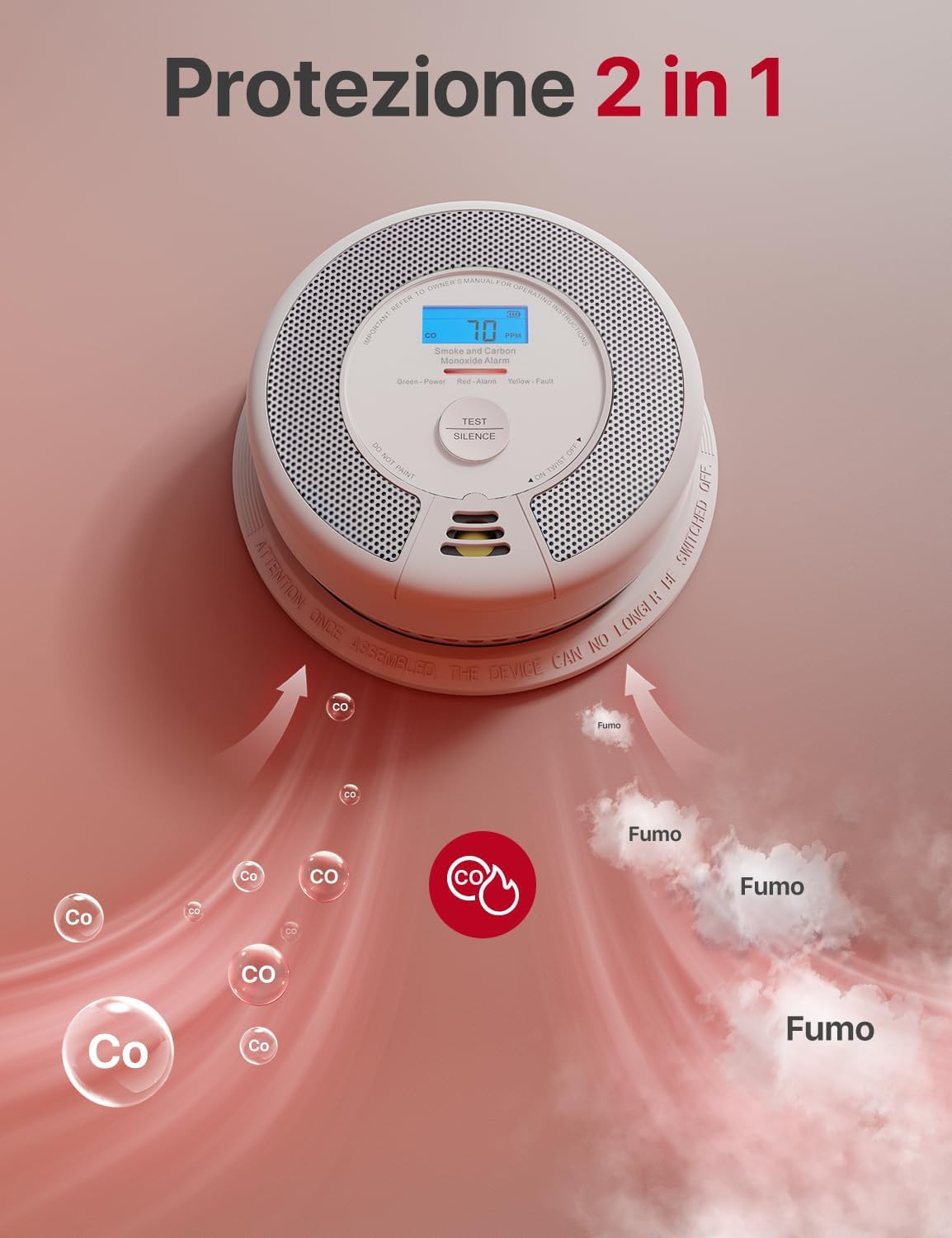 X-sense Wi-Fi Rilevatori Fumo e CO con Batteria Sostituibile, 2 pz - immagine 2