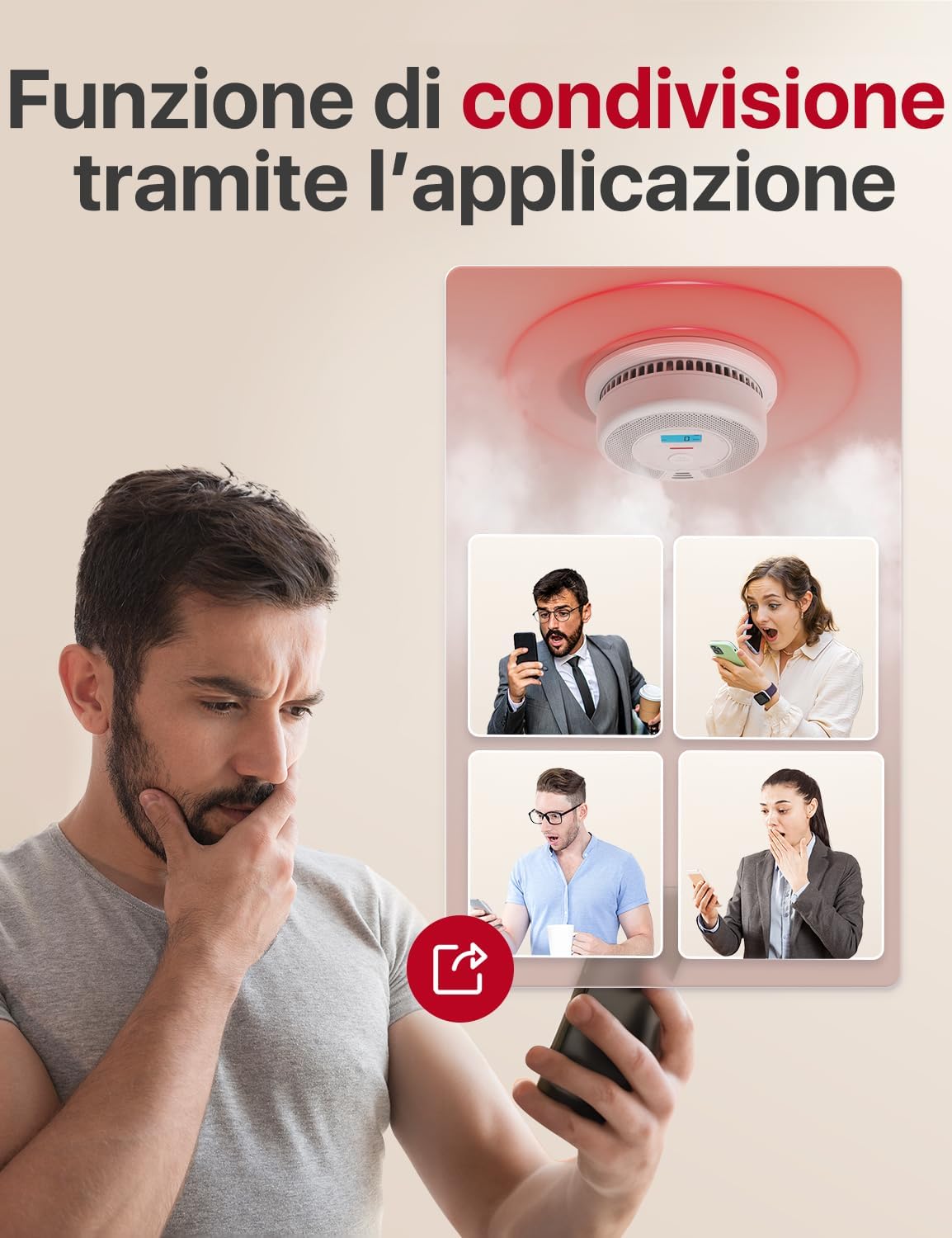 X-sense Wi-Fi Rilevatori Fumo e CO con Batteria Sostituibile, 2 pz - immagine 3