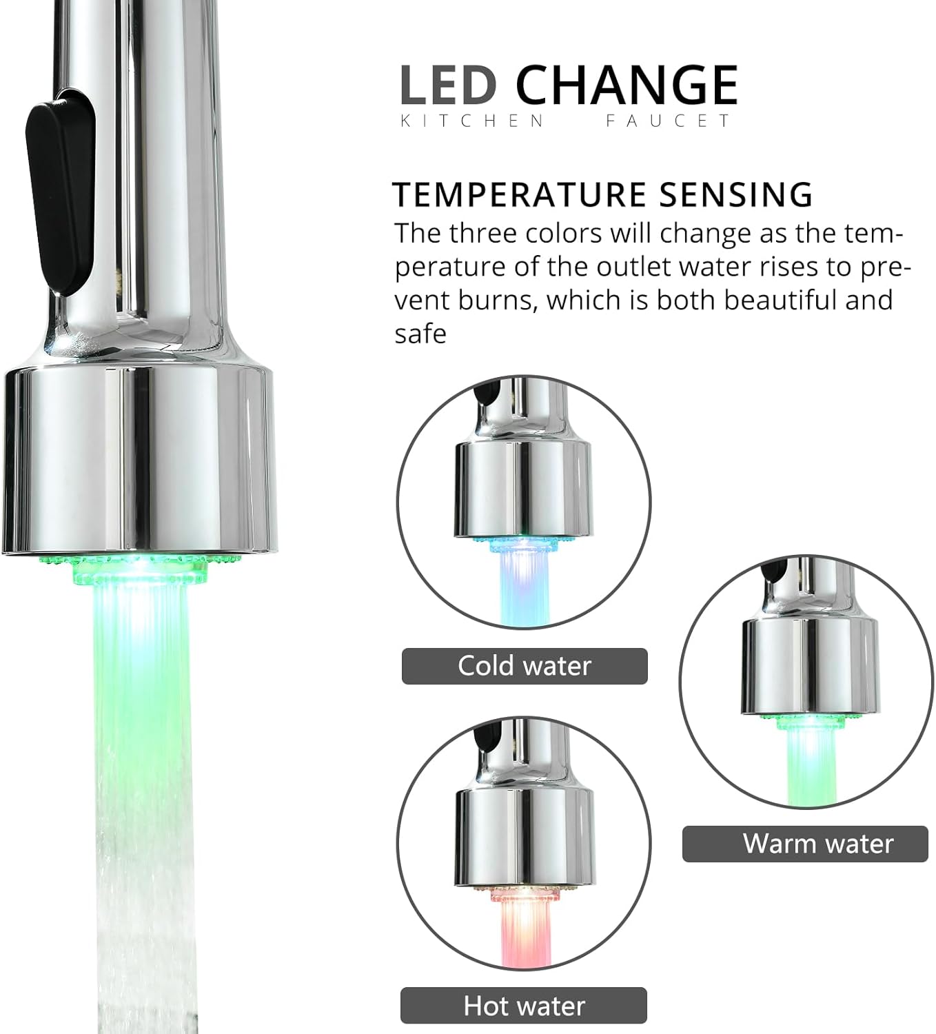 Timaco Rubinetto Cucina LED Cromato con Molla Spirale - immagine 4