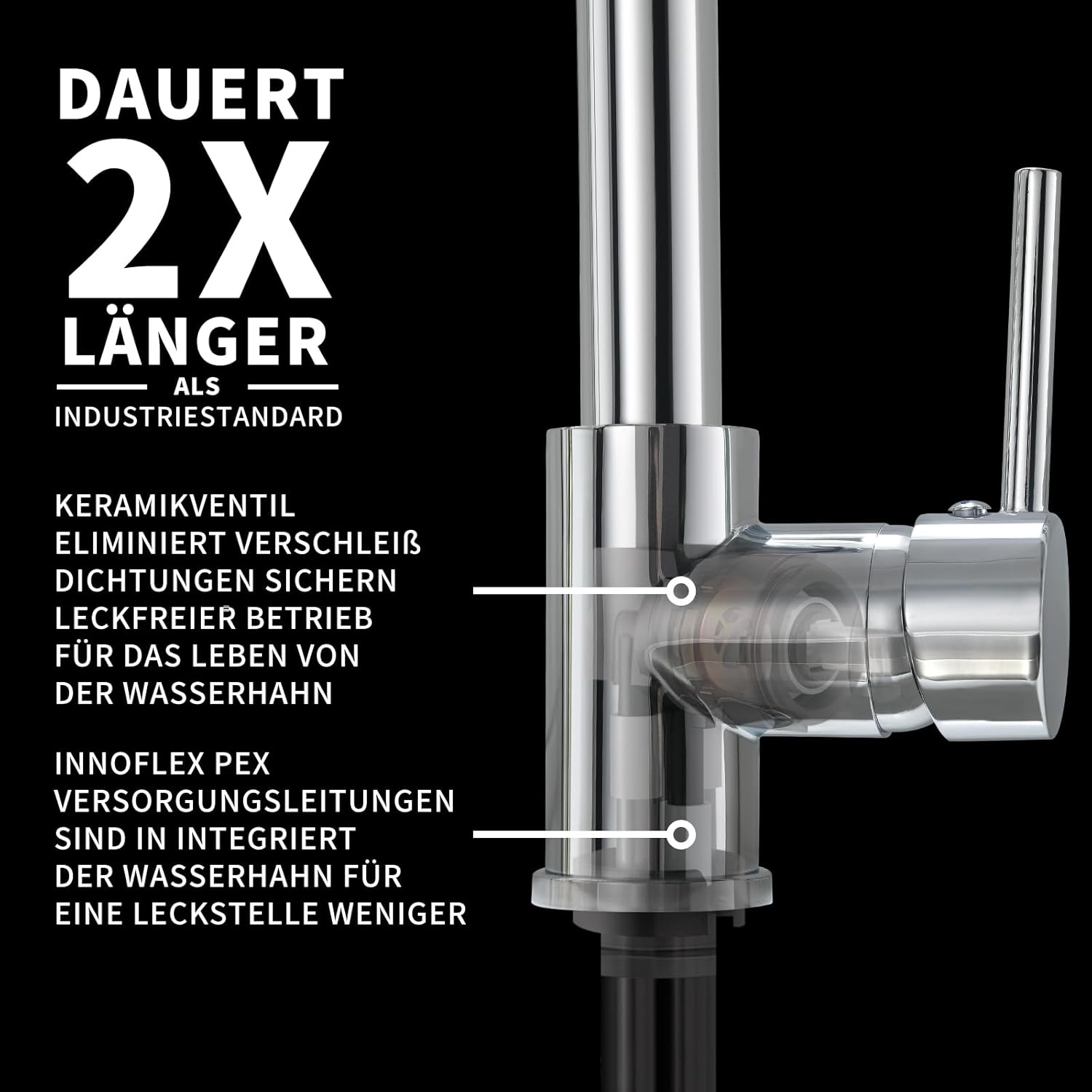 Timaco Rubinetto Cucina LED Cromato con Molla Spirale - immagine 6