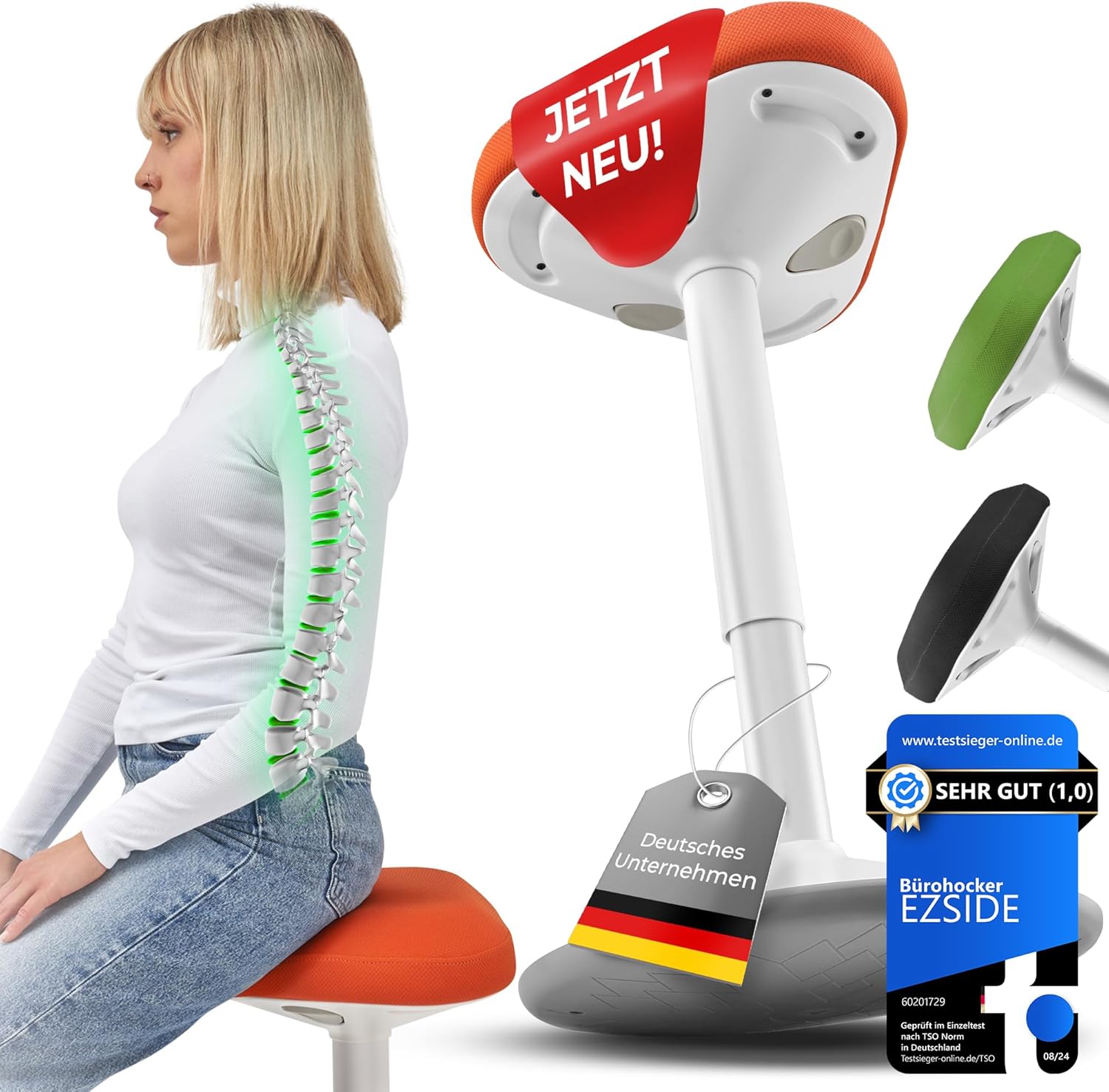 Ezside SMART-Sitting - Sgabello da Ufficio Ergonomico, Arancione