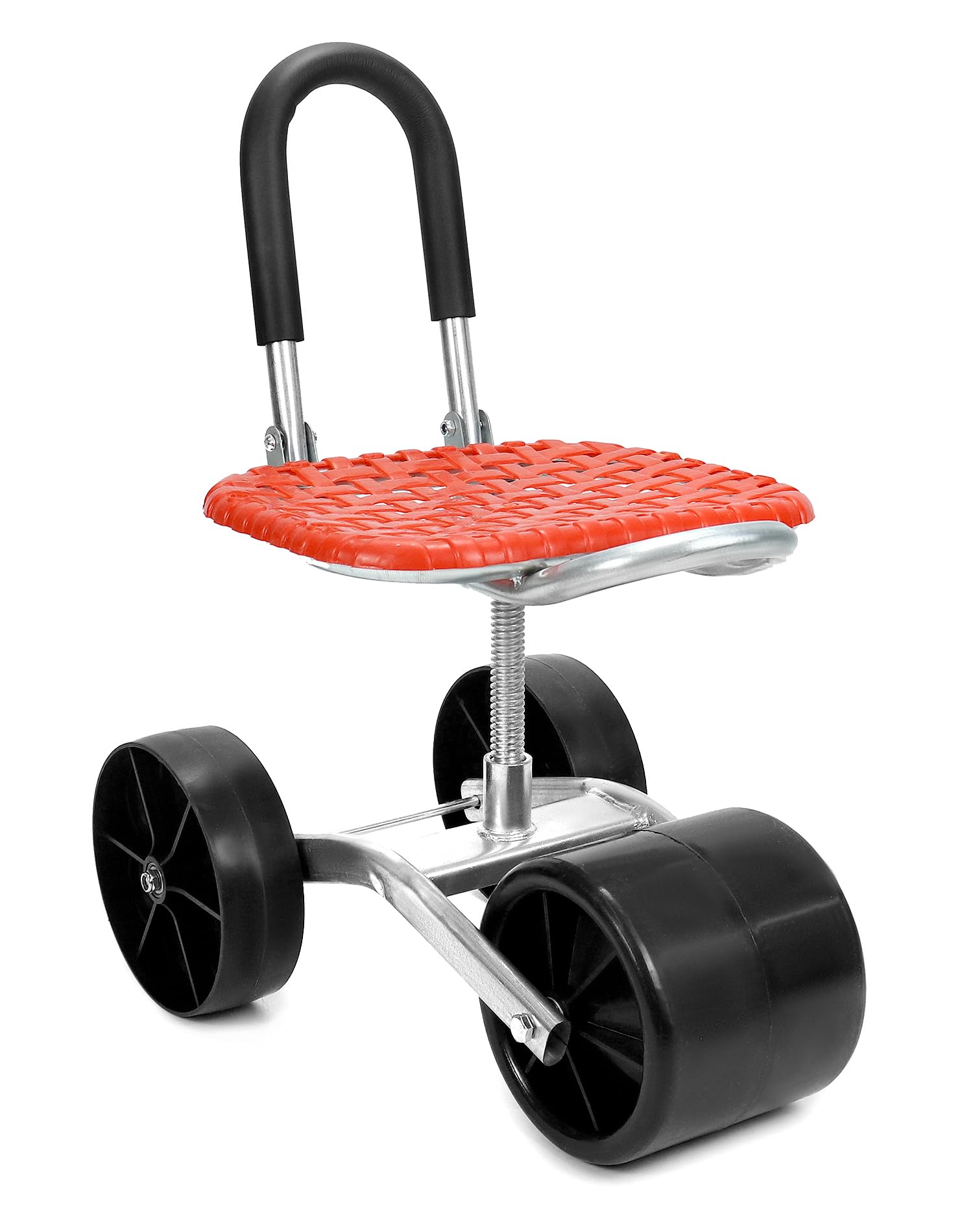 Qwork® Sgabello da Giardino con Ruote, Rosso