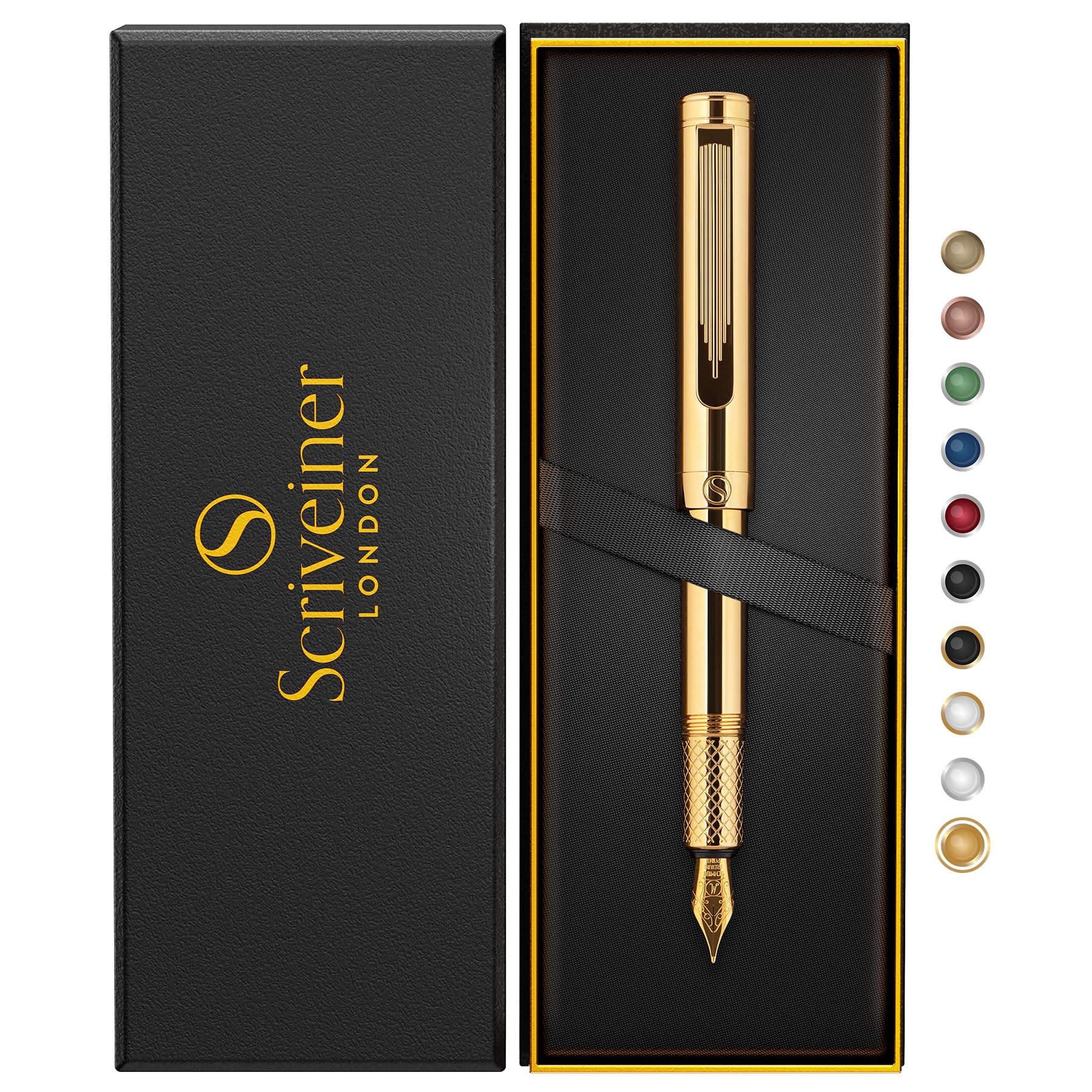 Scriveiner Penna Stilografica Placcata Oro 24K