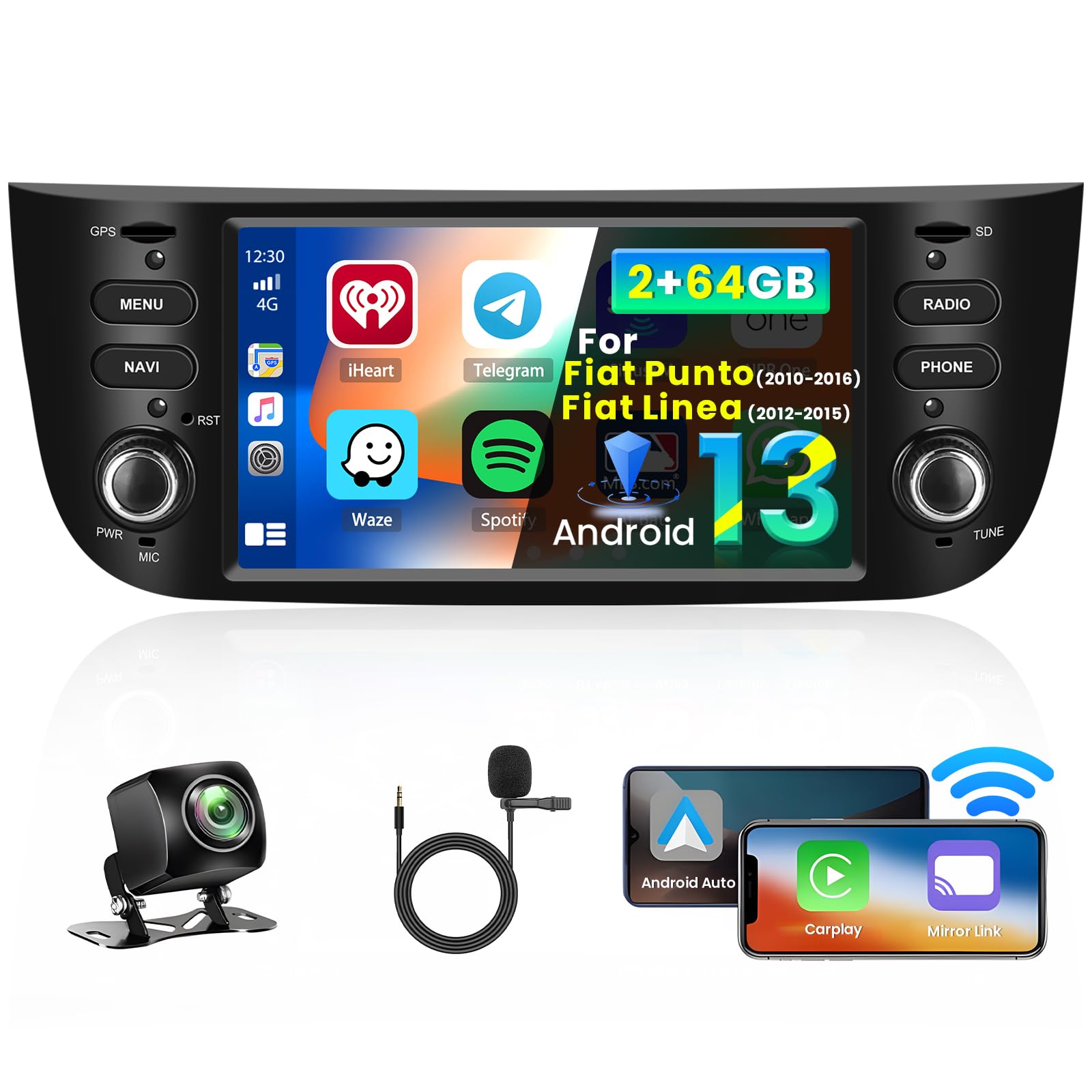 Radio Android 6.2" per Fiat Punto/Linea