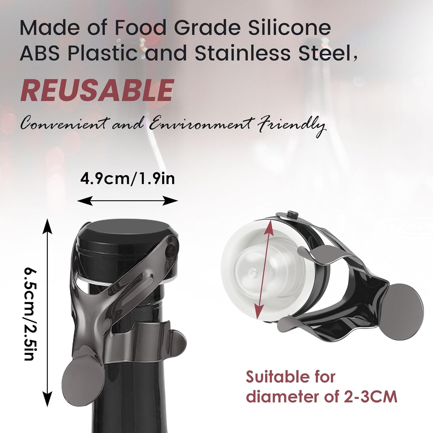 Gimars 3 Tappi per Bottiglie Vino Spumante - immagine 2