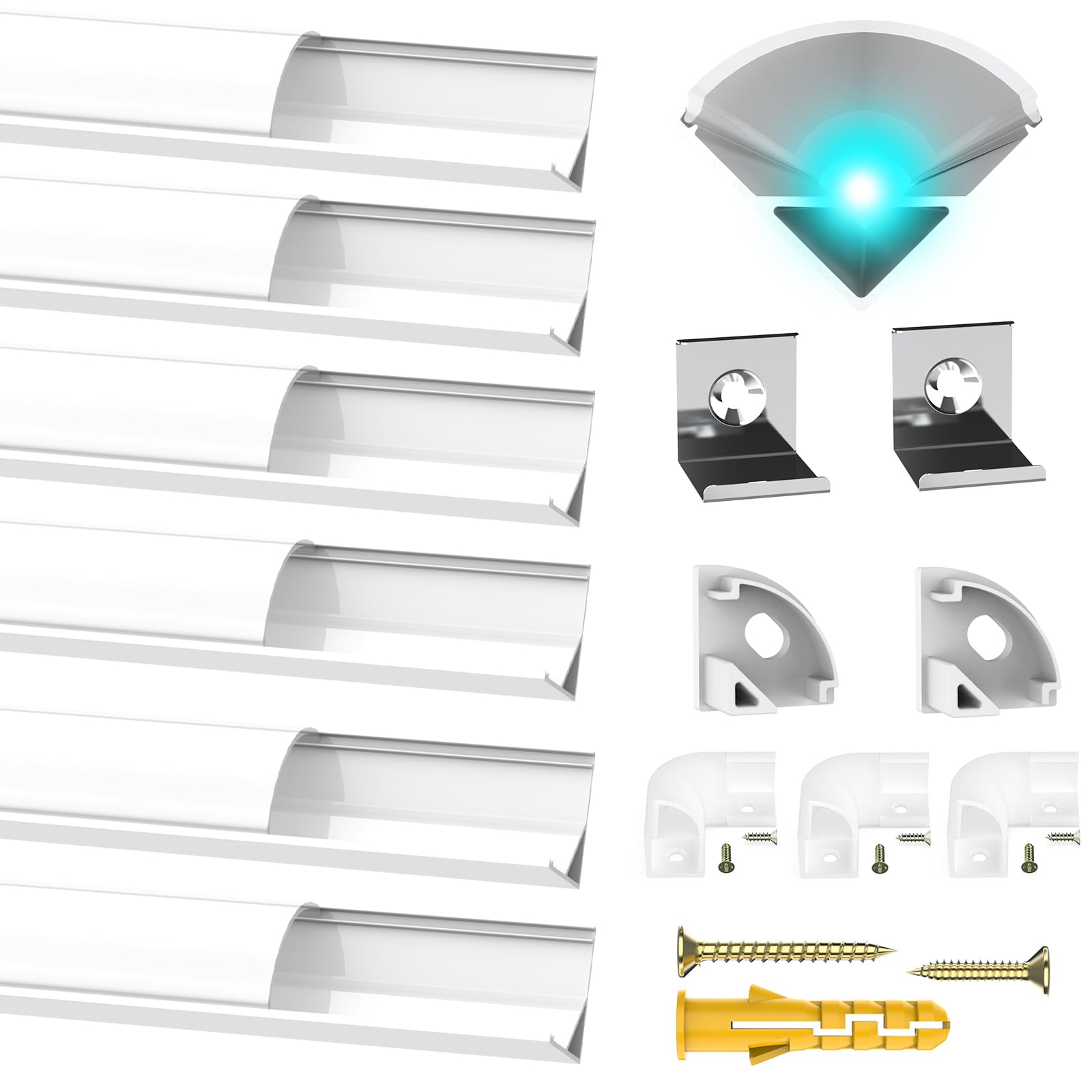 Chesbung Profilo a LED in Alluminio Bianco 6x1m