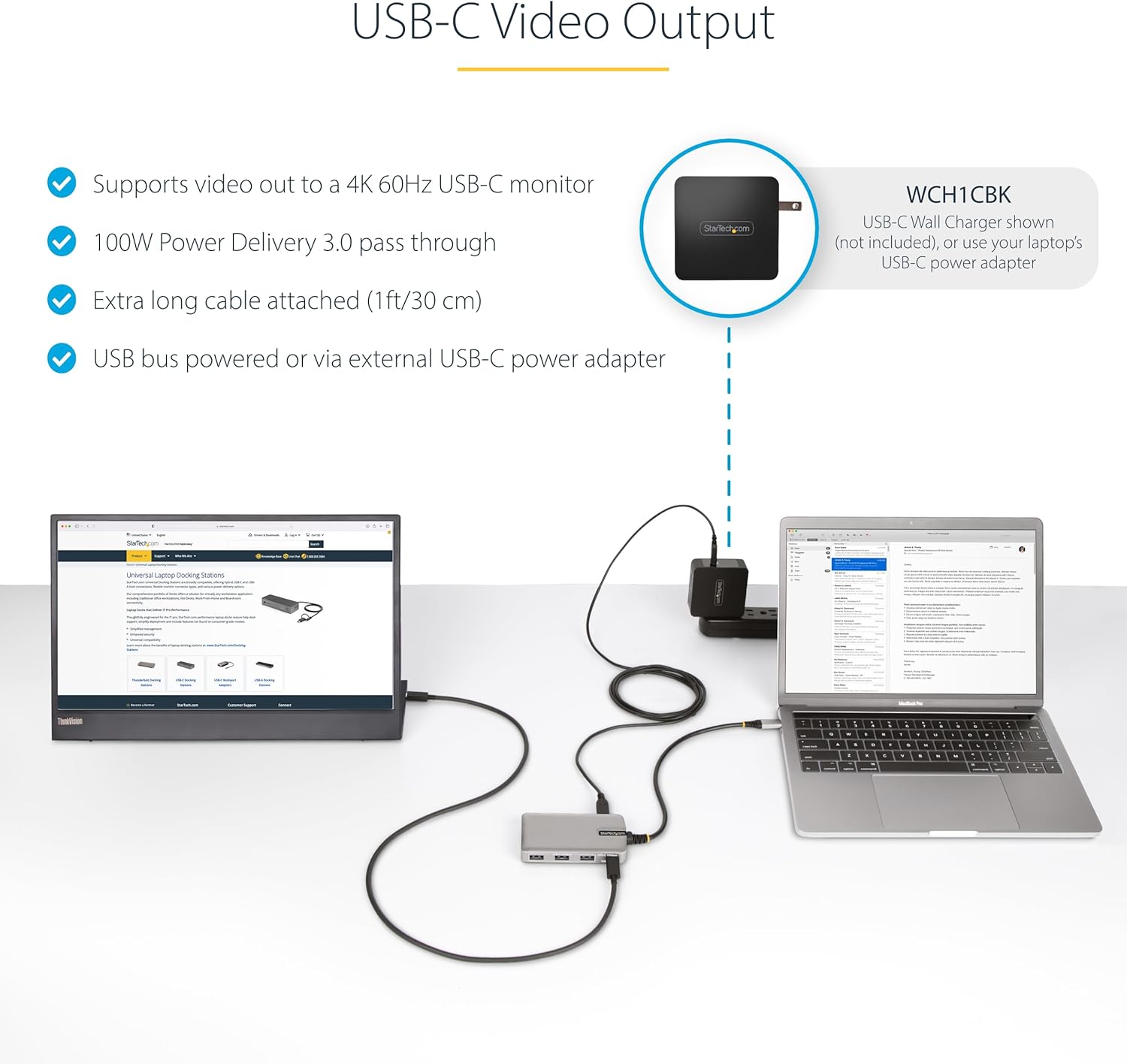 Startech.com Hub USB-C 4 Porte con Video 4K 60Hz - immagine 3