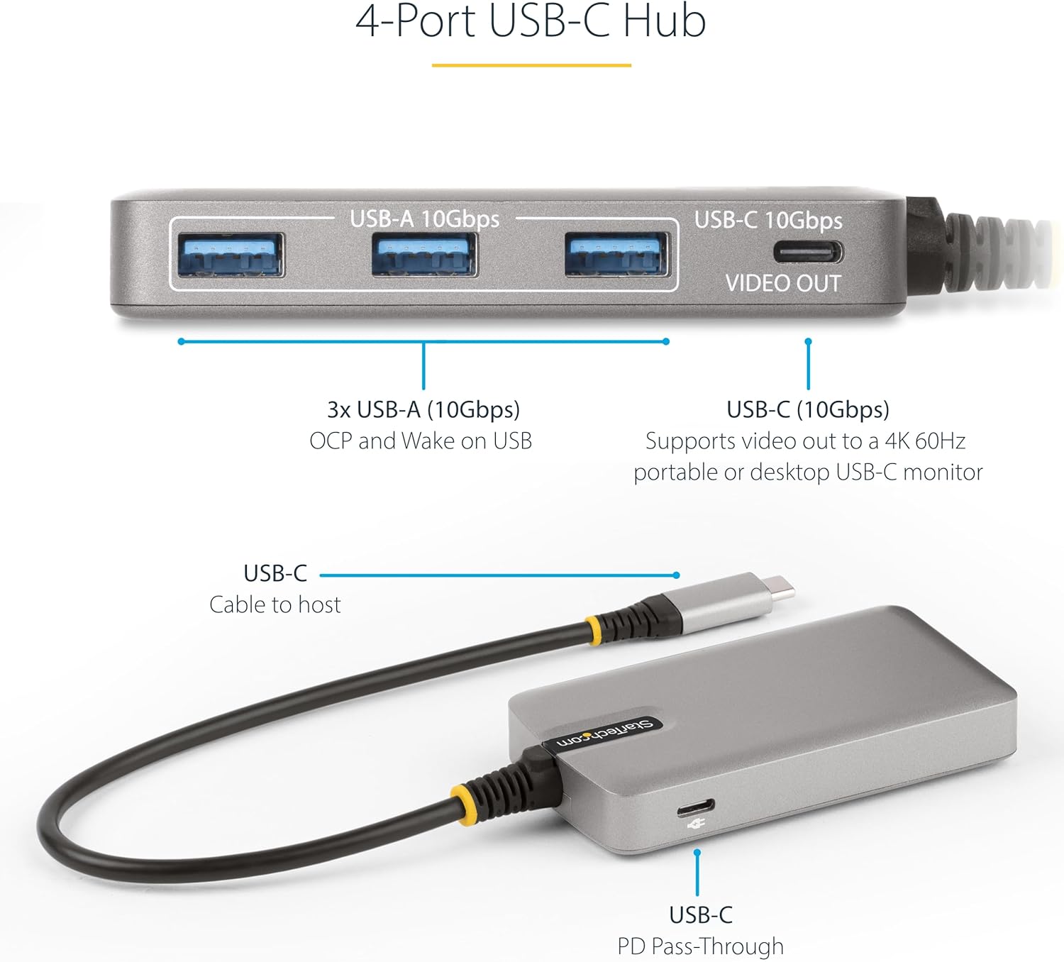 Startech.com Hub USB-C 4 Porte con Video 4K 60Hz - immagine 4