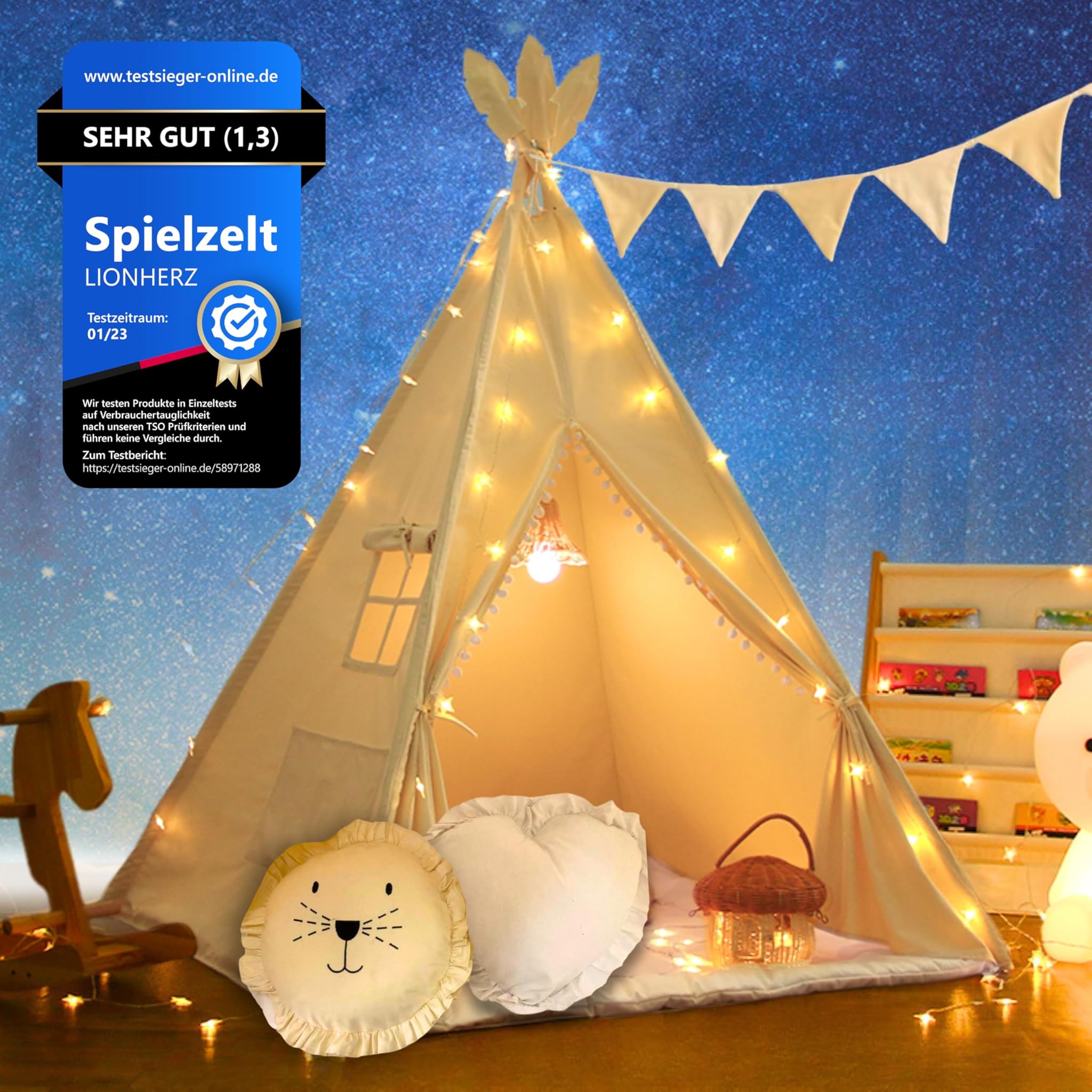 LIONHERZ® Tipi Tenda per Bambini 100% Cotone