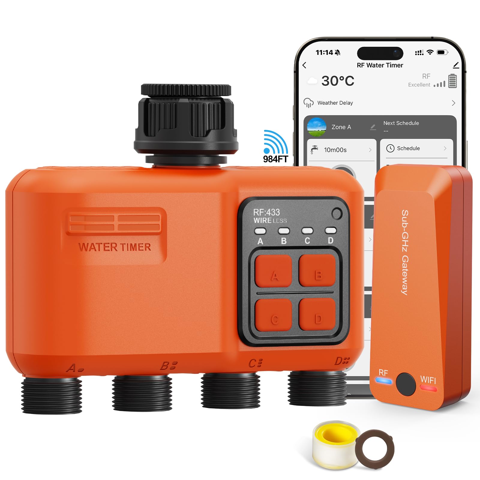 Programmatore Irrigazione WiFi 4 Zone Controllo Remoto