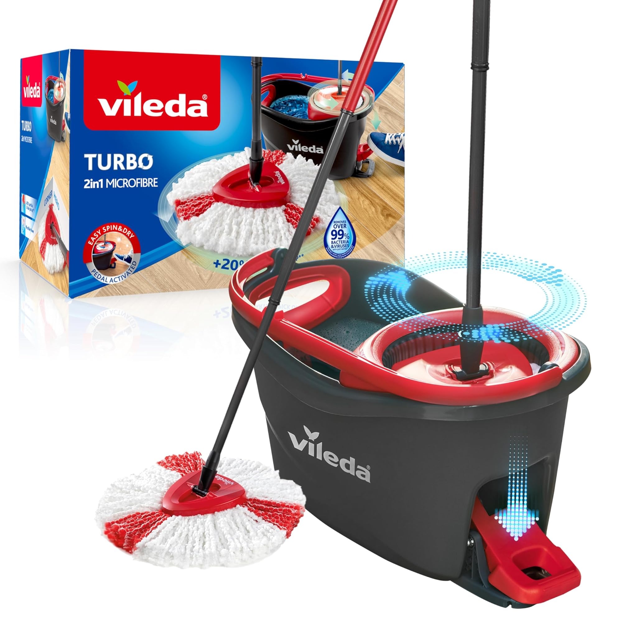 Vileda Turbo Mop Easy Wring & Clean con Secchio a Pedale