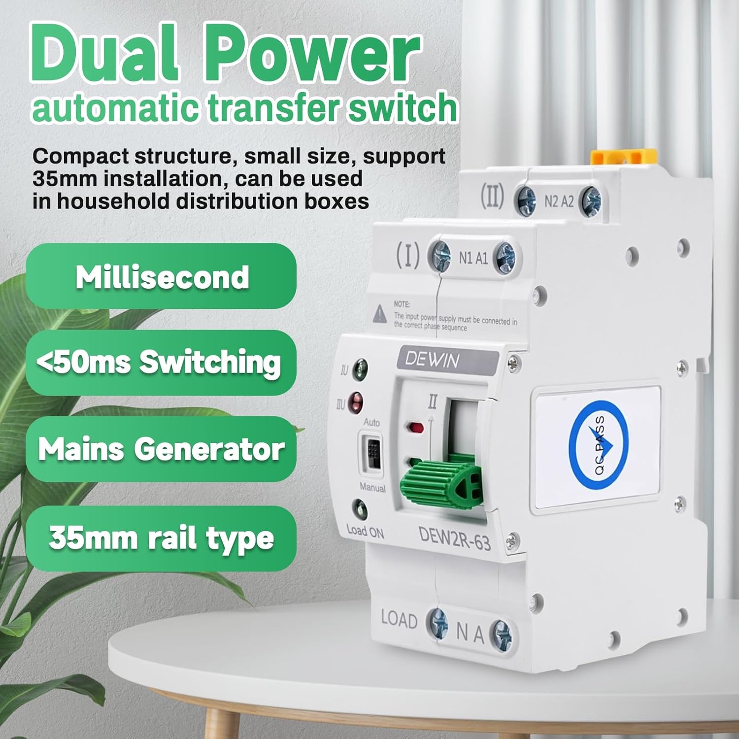 Dewin Interruttore di Trasferimento Automatico 2P 63A 220V - immagine 2
