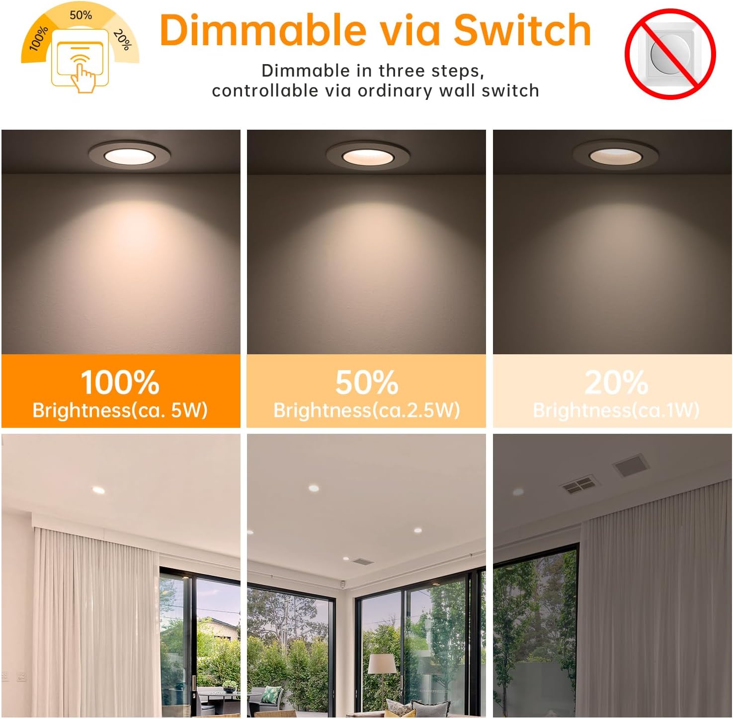 wowatt 12 × Faretti LED da Incasso per Cartongesso Dimmerabili Bianco, Luce Bianca Naturale 4000K, 5W Luci da Soffitto 480LM Equivalenti a Alogena 50W, Lampada Incasso Ultrasottili Orientabili 68mm - immagine 2