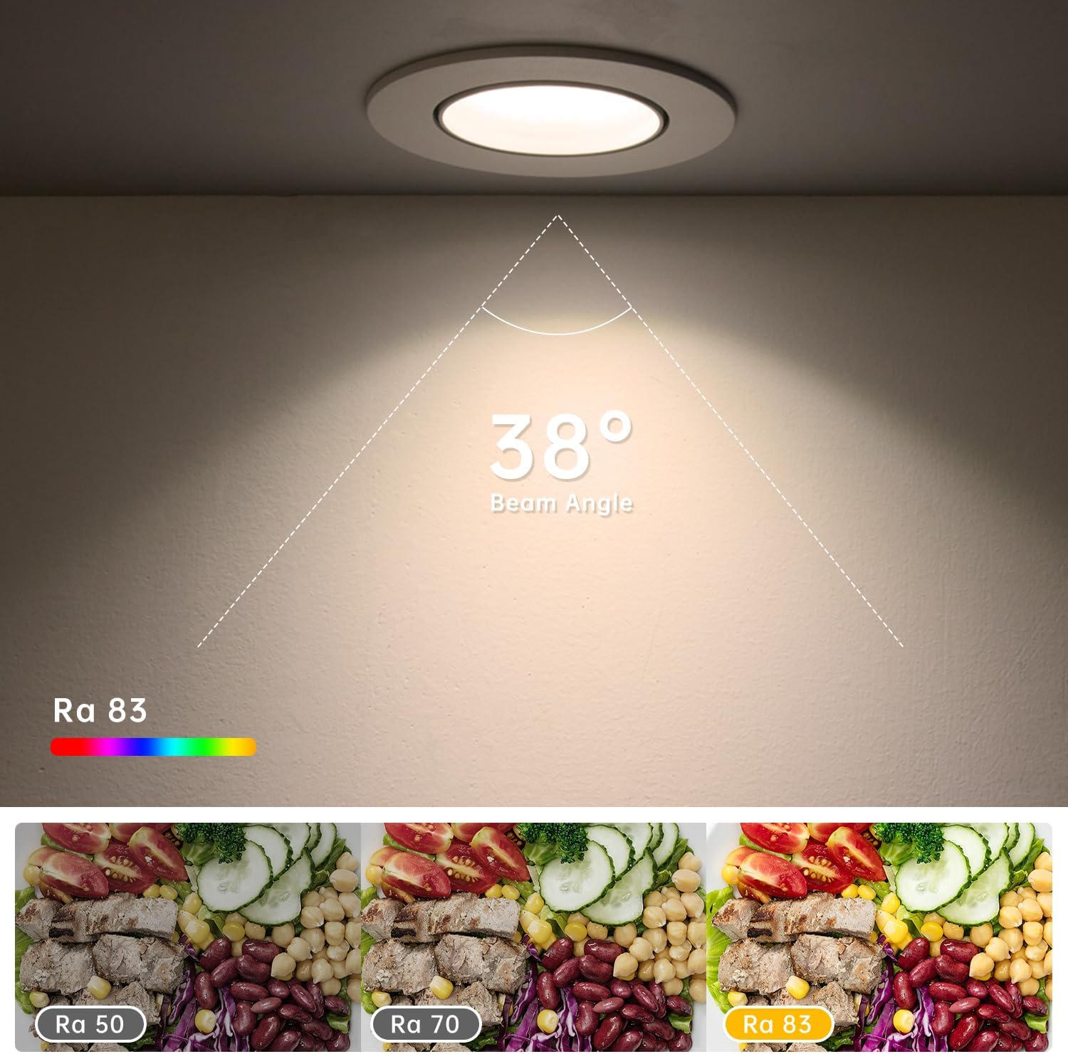 wowatt 12 × Faretti LED da Incasso per Cartongesso Dimmerabili Bianco, Luce Bianca Naturale 4000K, 5W Luci da Soffitto 480LM Equivalenti a Alogena 50W, Lampada Incasso Ultrasottili Orientabili 68mm - immagine 5