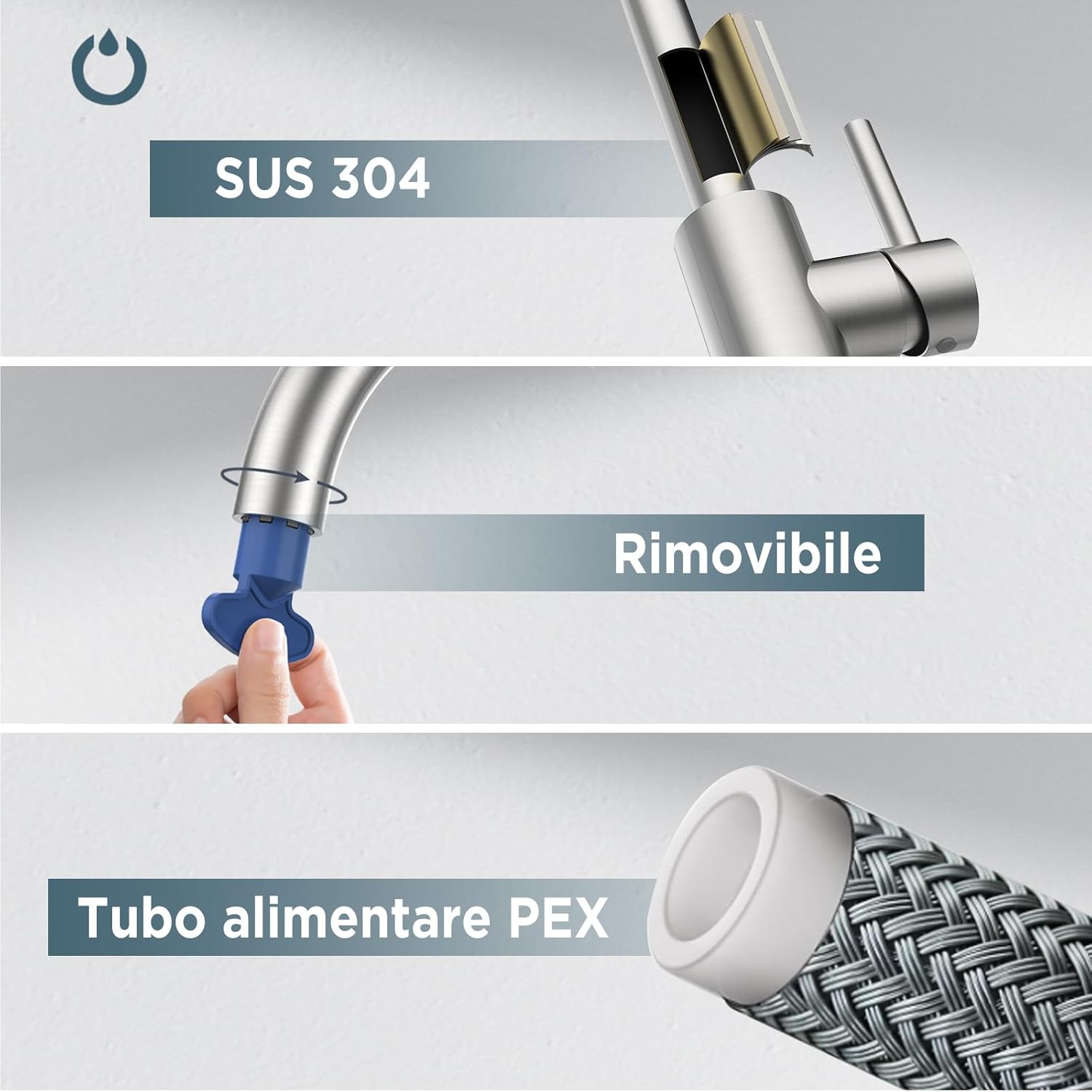 Forious Rubinetto Lavello Cucina Acciaio Inox - immagine 4