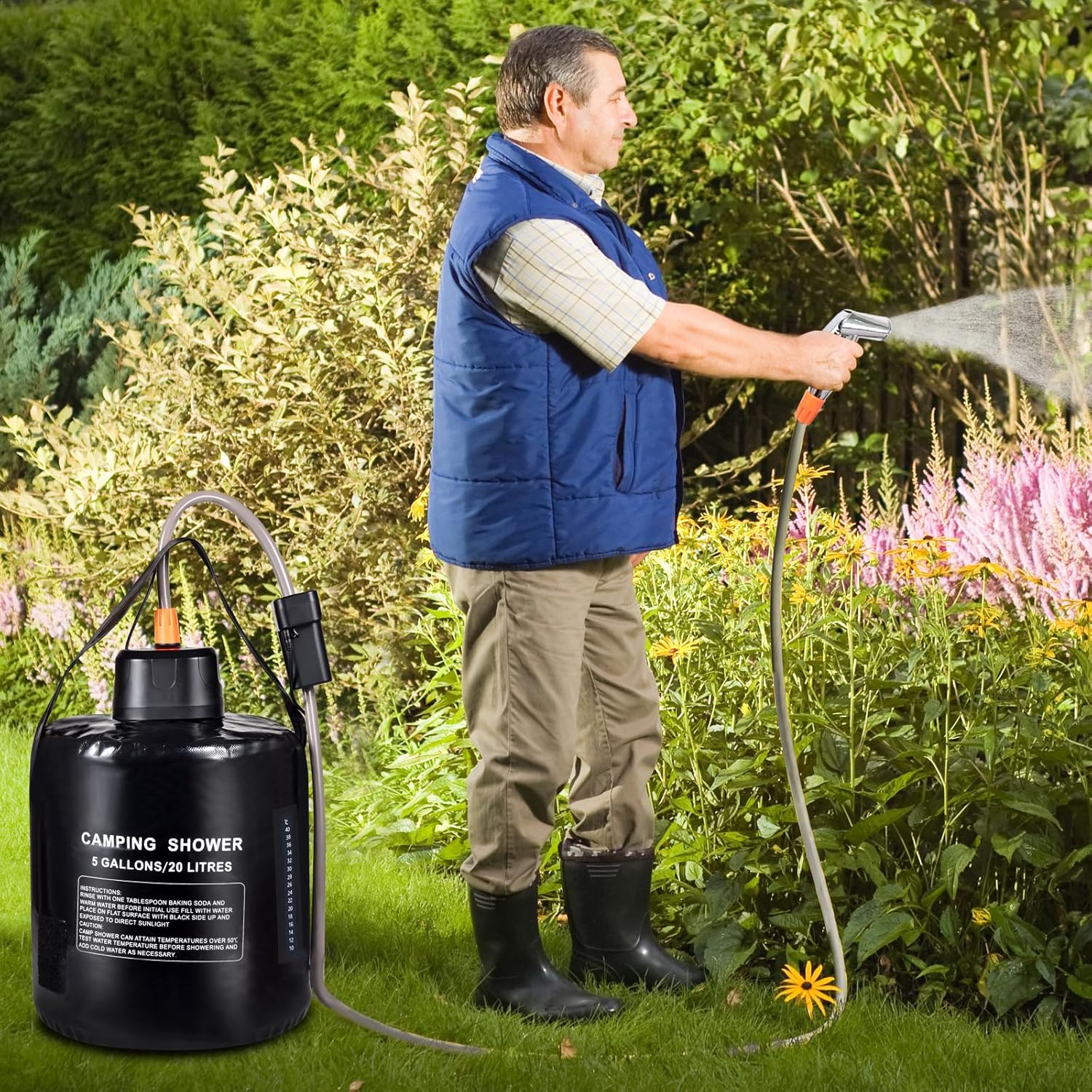 koopsmate Sacco Doccia Portatile 20L con Riscaldamento Solare - immagine 4