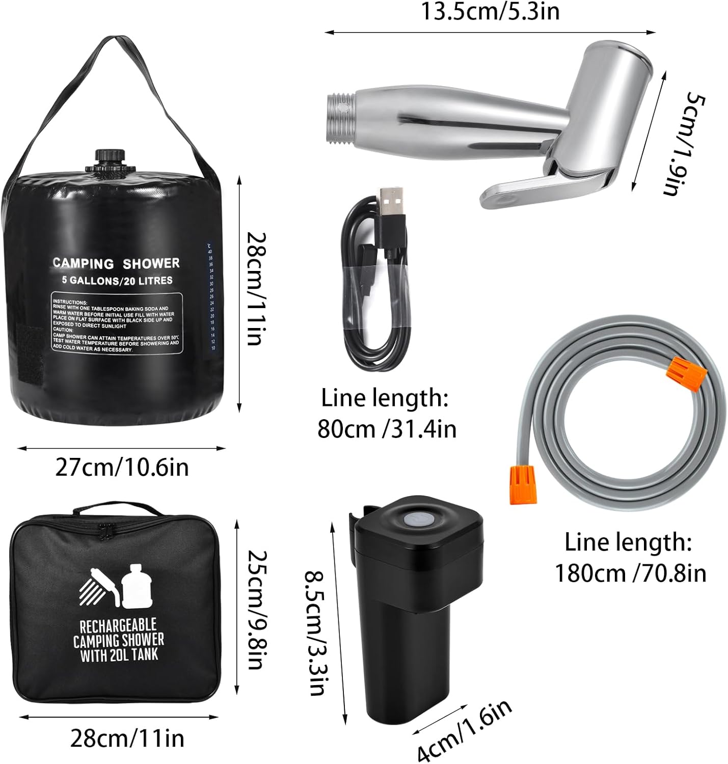koopsmate Sacco Doccia Portatile 20L con Riscaldamento Solare - immagine 5