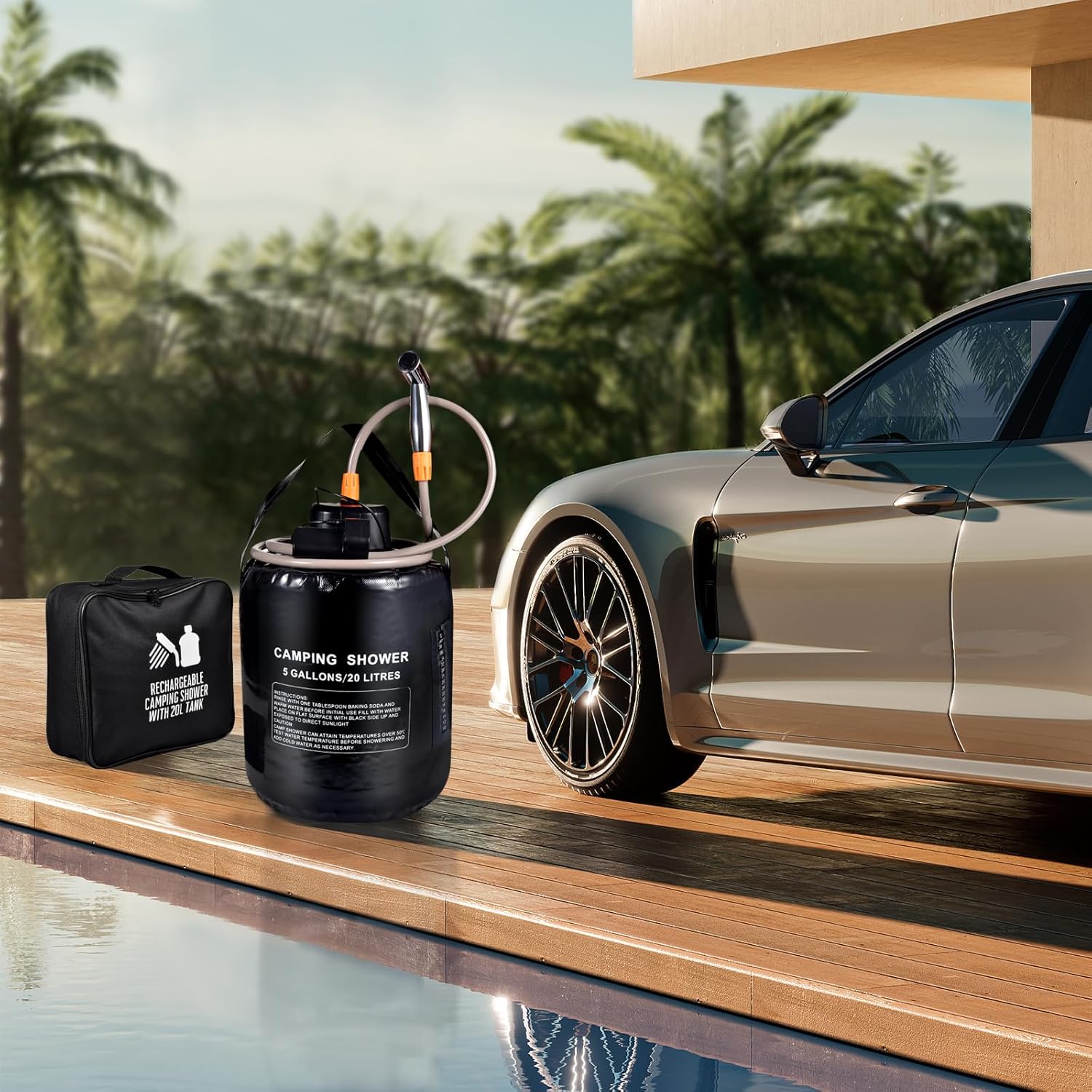 koopsmate Sacco Doccia Portatile 20L con Riscaldamento Solare - immagine 8