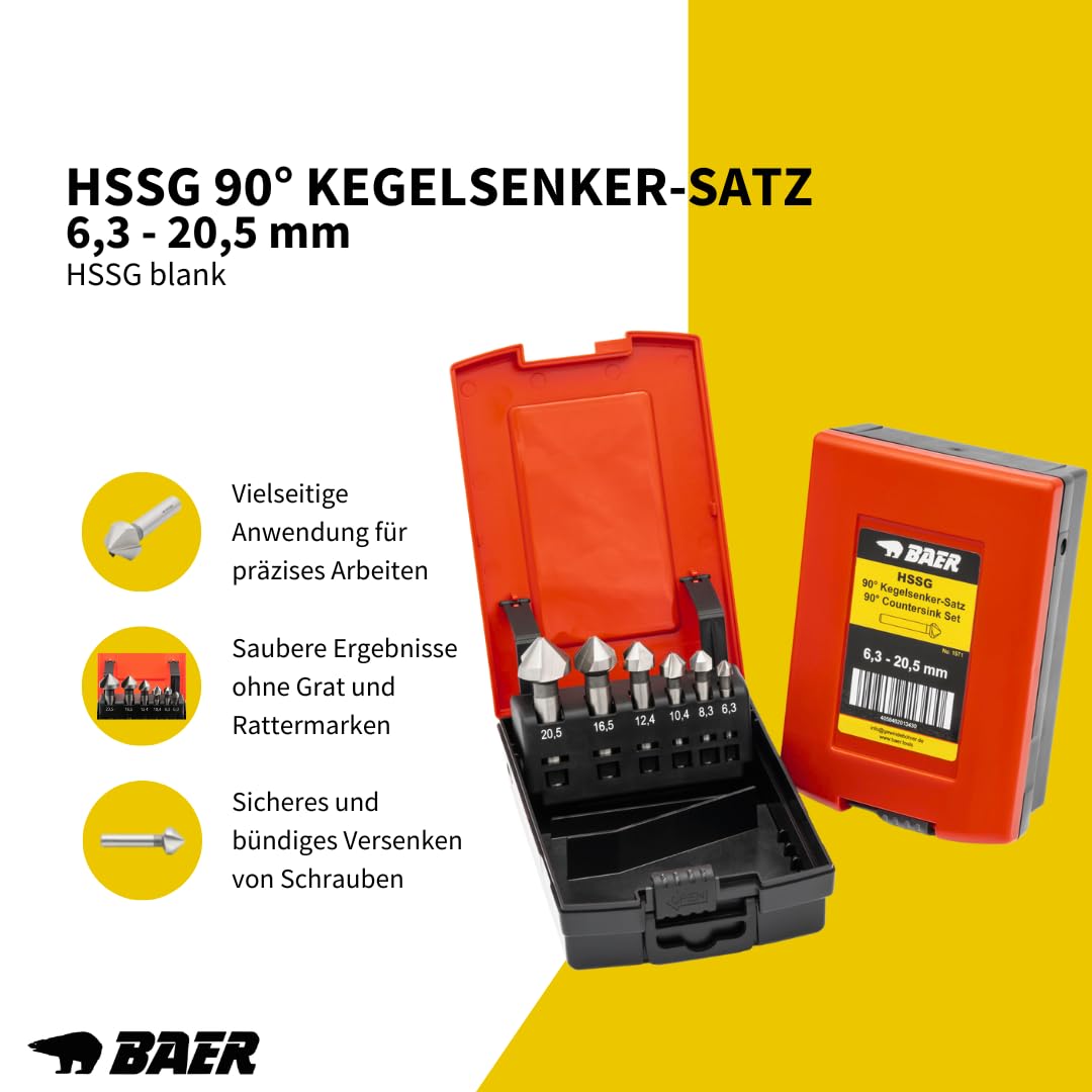 Baer Set Punte Svasatura Conica HSSG 90° - 6 Pezzi - immagine 2