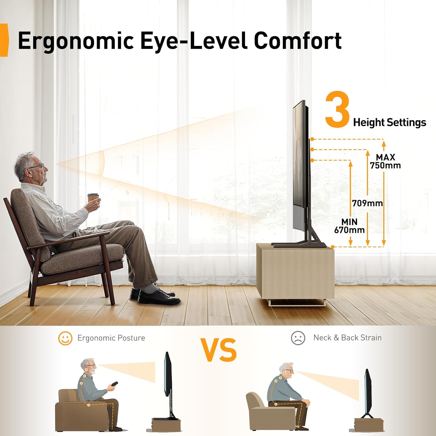 Perlegear Supporto TV da Tavolo per Televisori 22-70 Pollici - immagine 4