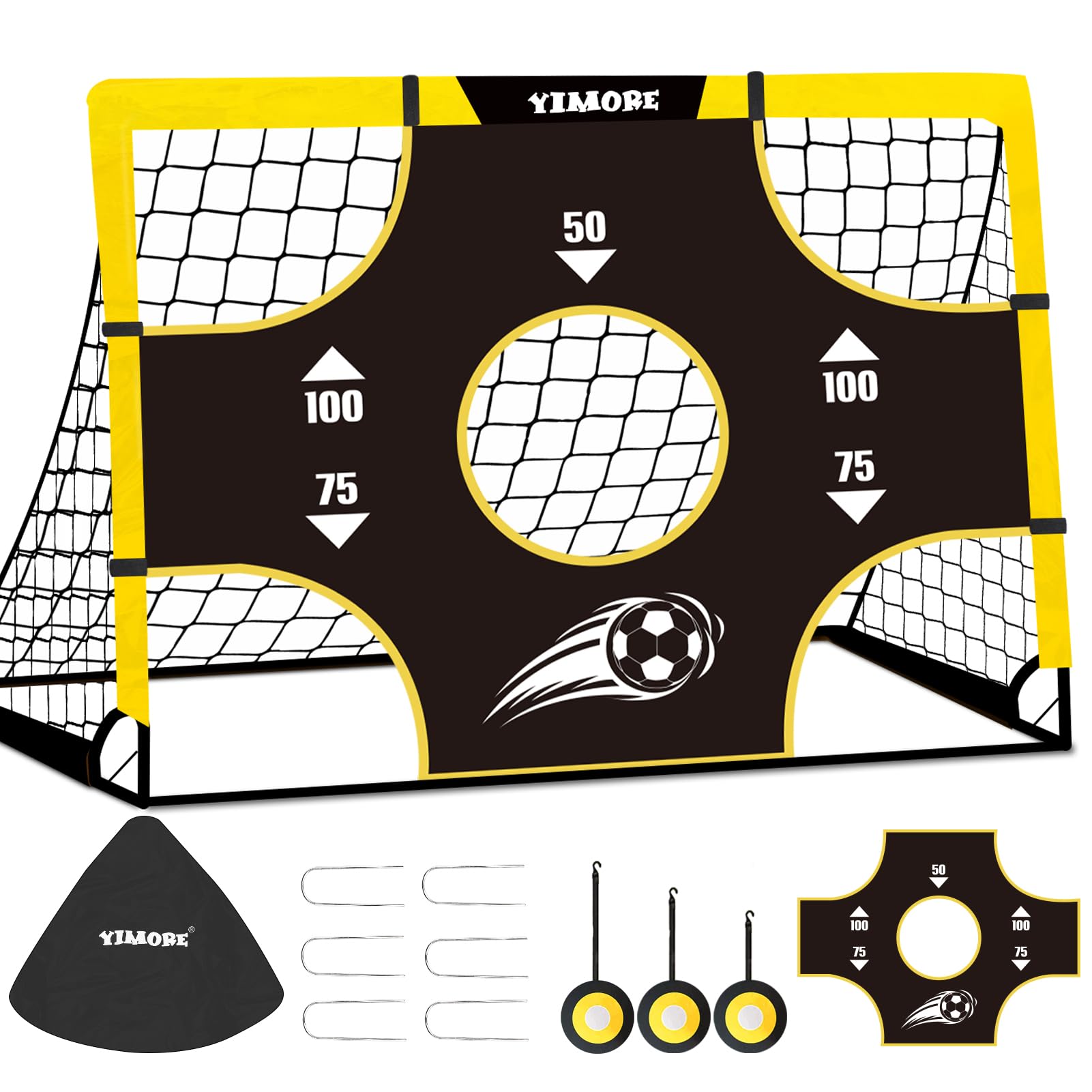 Yimore Porta Calcio Bambini 3 in 1 Pieghevole 120x90x90cm