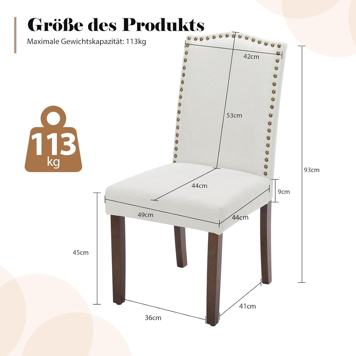 Surfou Modern Armless Dining Chairs - Set 2 Pezzi Beige - immagine 2