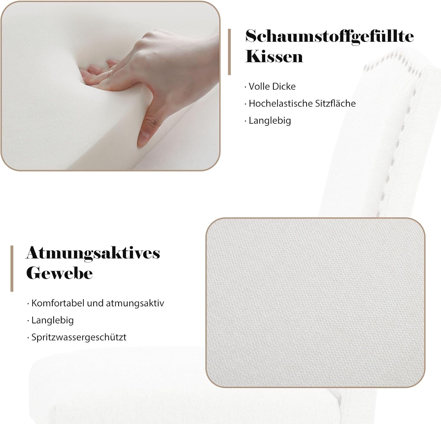 Surfou Modern Armless Dining Chairs - Set 2 Pezzi Beige - immagine 4