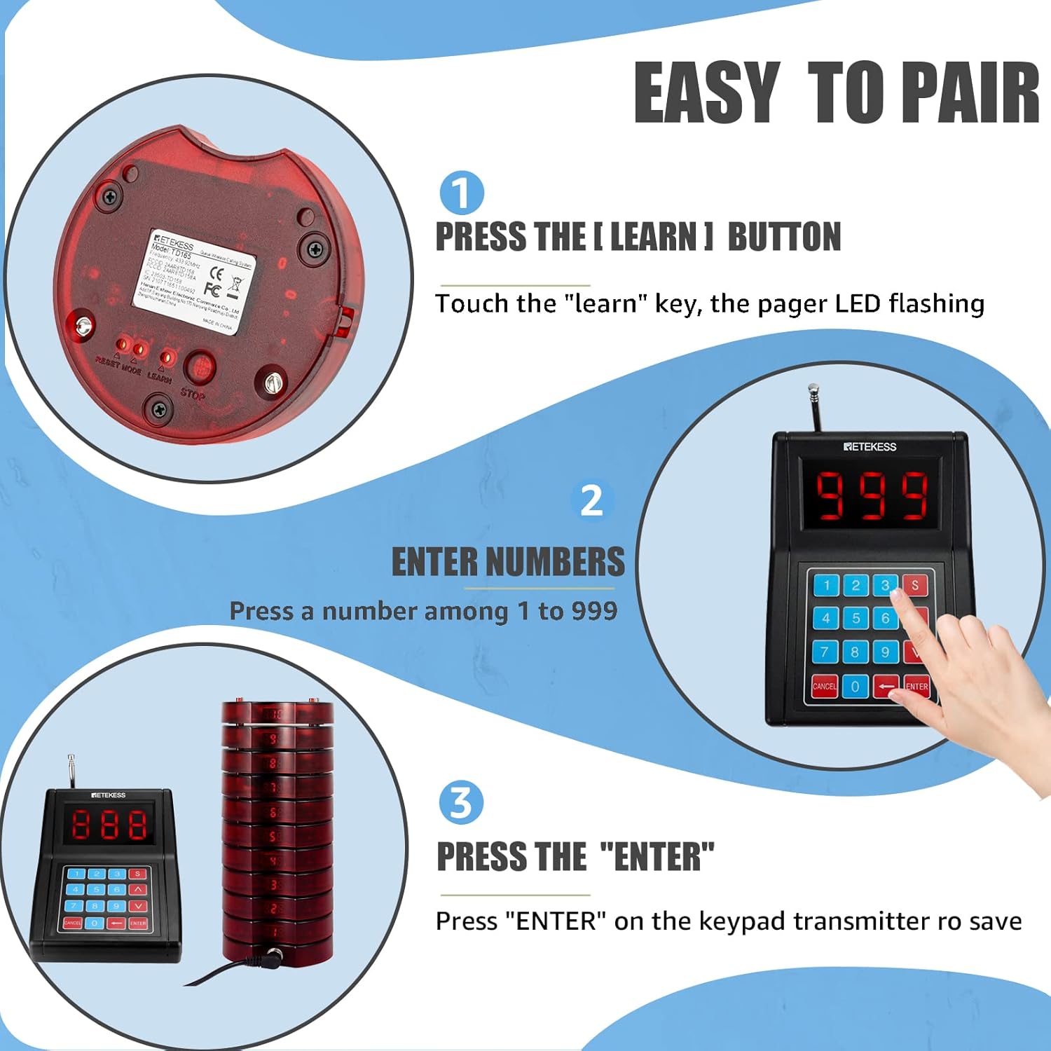 Retekess TD165 Cercapersone Ristorante Wireless 300M - immagine 4