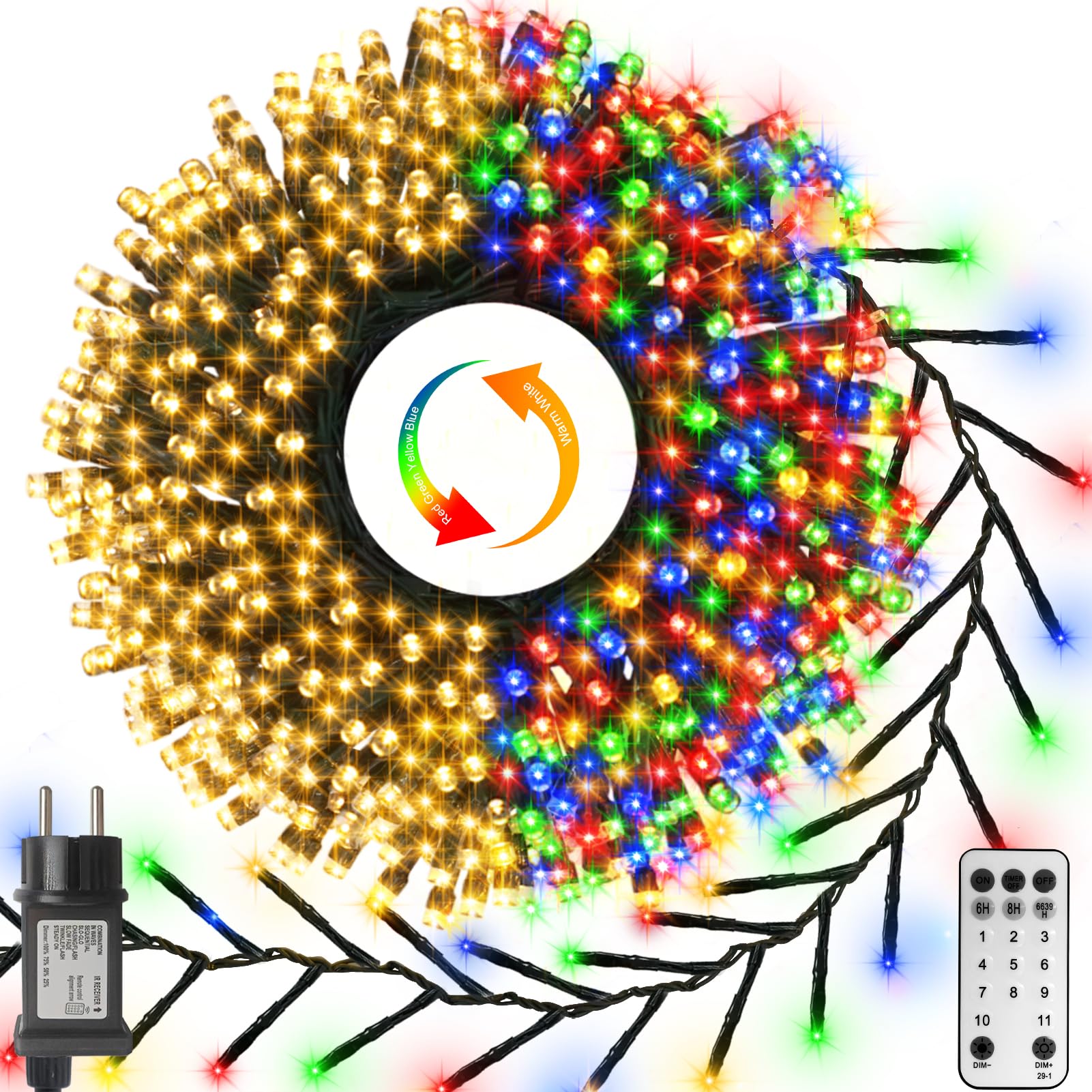 Zaiyw 1000 LED Luci Natalizie a Petardo 15m