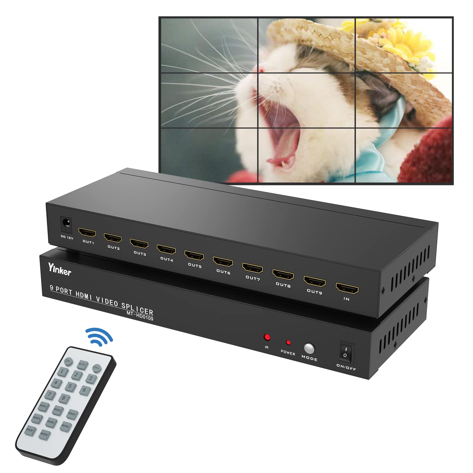 Yinker Regolatore Video Parete 3x3 HDMI 1080P@60Hz