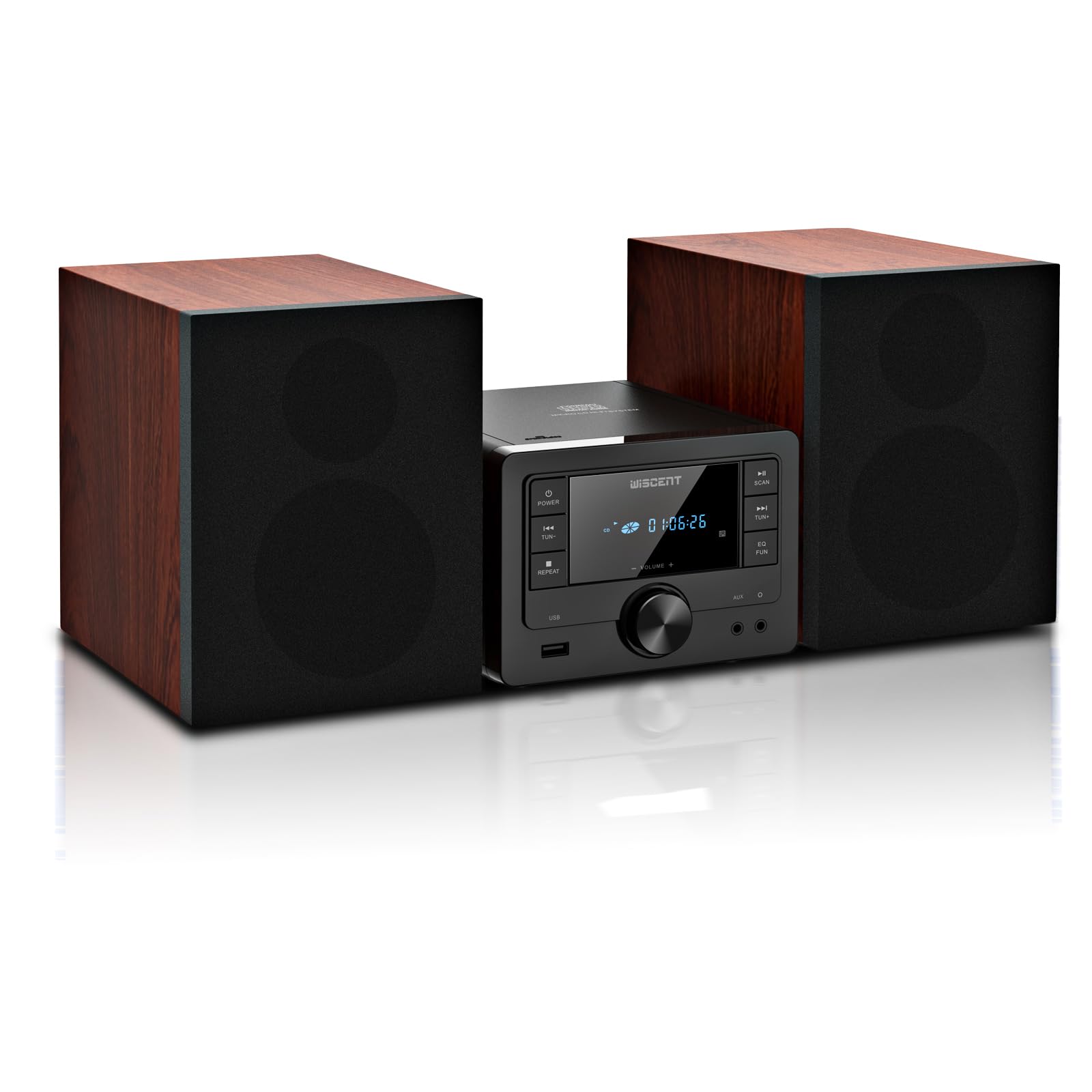 Wiscent Vintage Micro HiFi System Bluetooth, Bordeaux