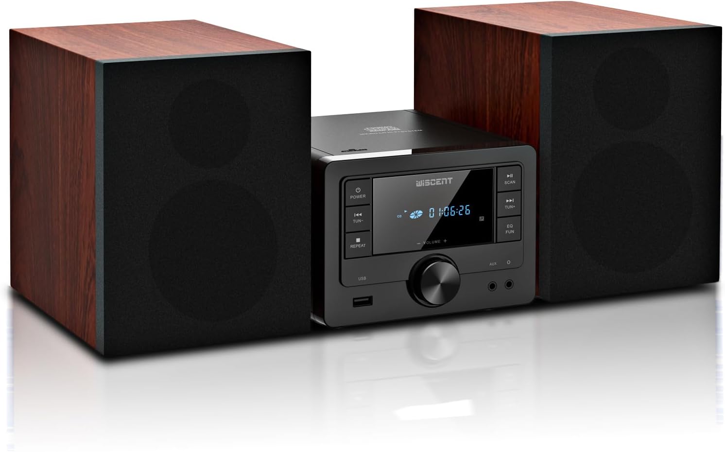 Wiscent Vintage Micro HiFi System Bluetooth, Bordeaux - immagine 1