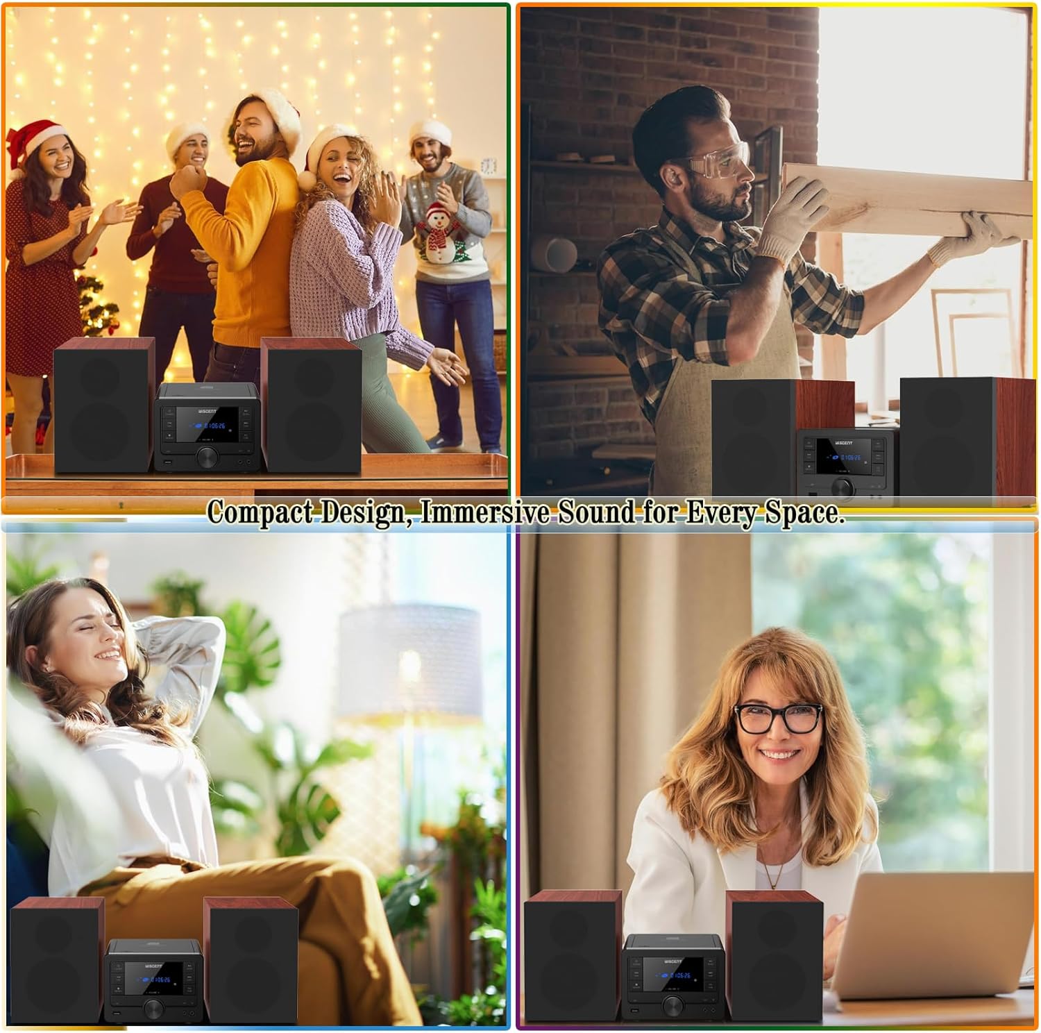 Wiscent Vintage Micro HiFi System Bluetooth, Bordeaux - immagine 6