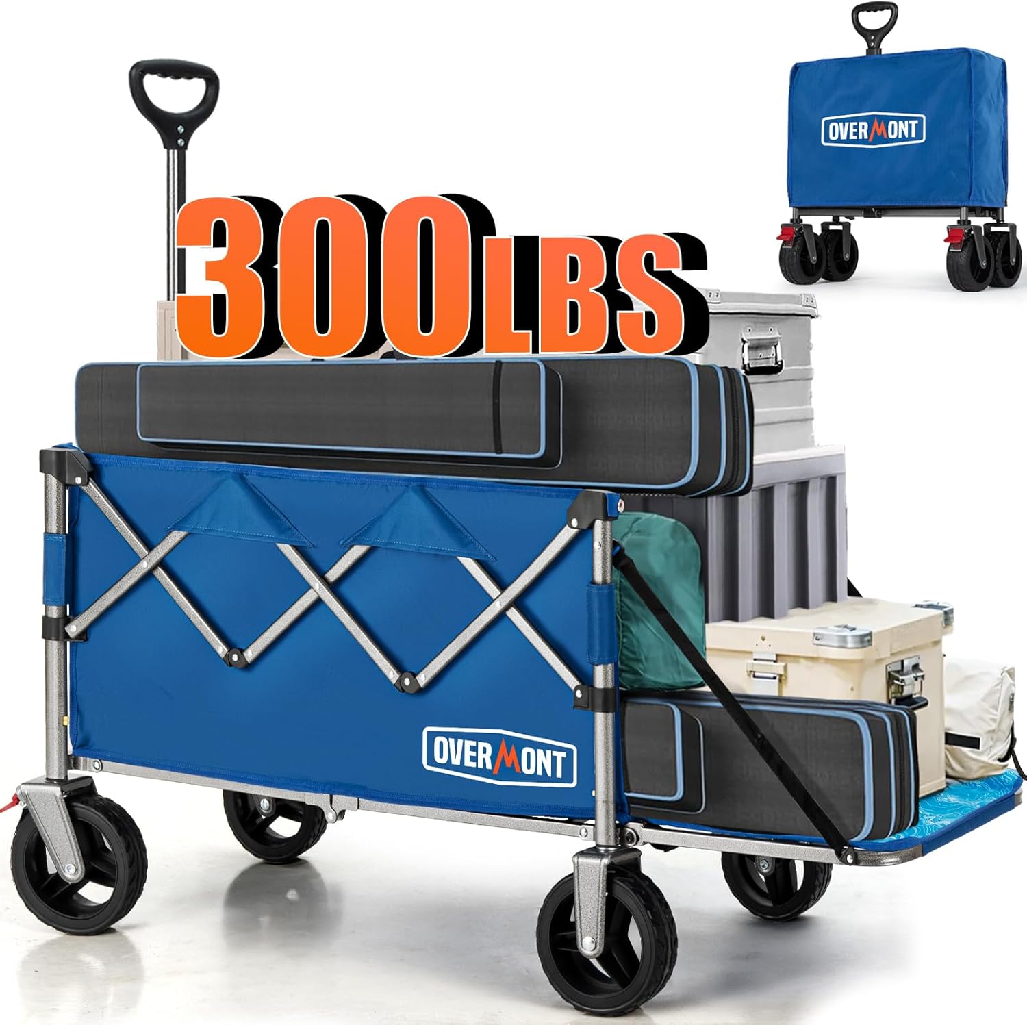 Overmont Carrello da Giardino Pieghevole 200L/136KG