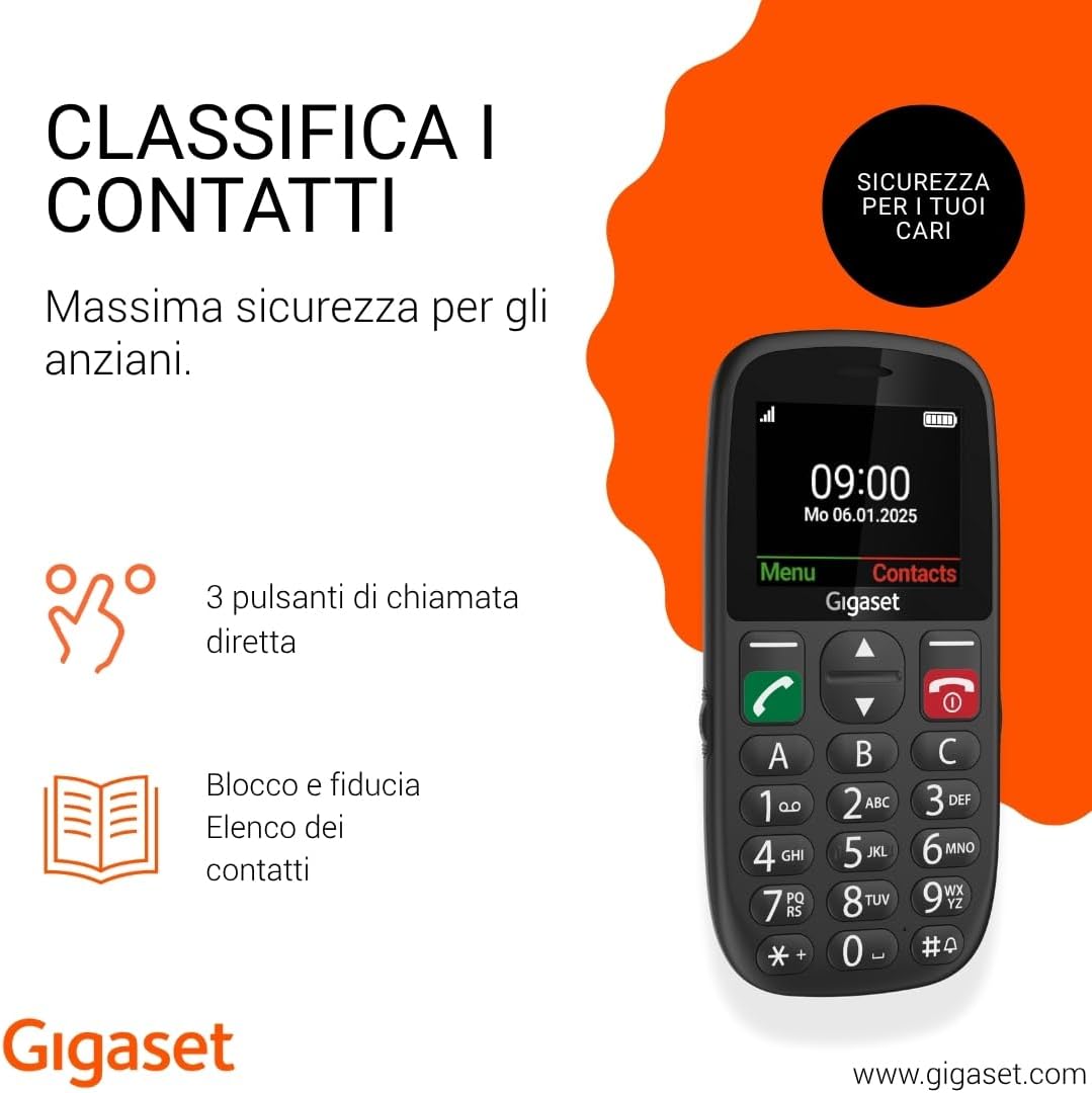 Gigaset GL395 Telefono Cellulare per Anziani, Nero - immagine 4