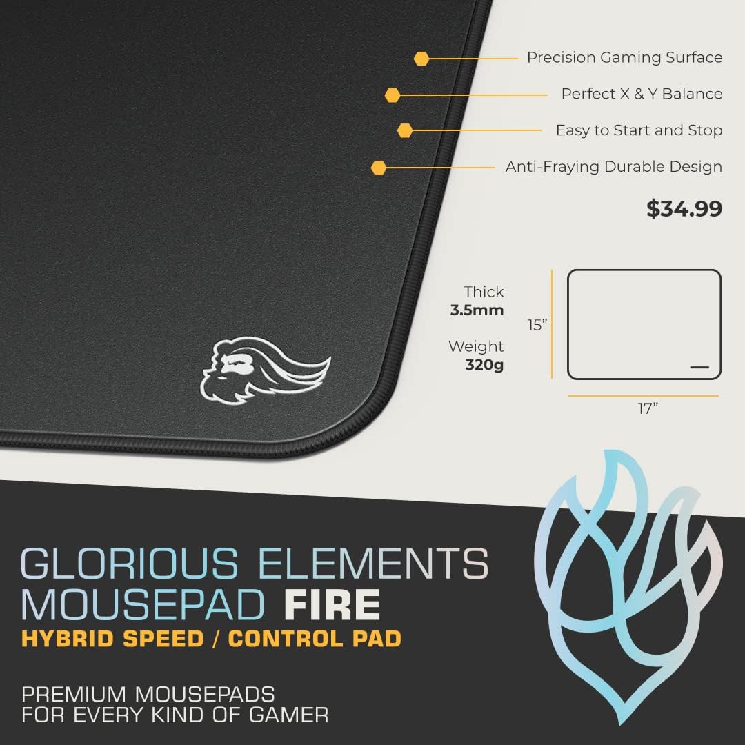 Glorious Gaming Elements FIRE Mousepad Nero - immagine 4