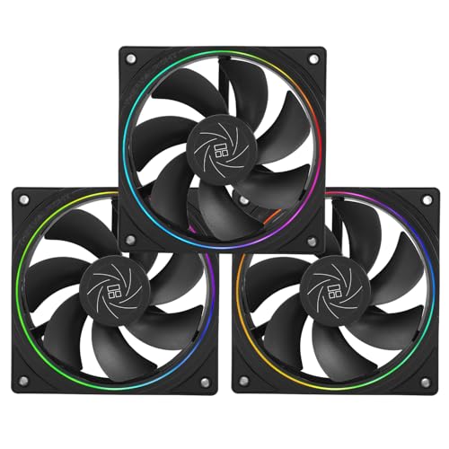 TR TL-S12R X3 Ventilateur de processeur 120mm blanc Ventilateur de refroidisseur d’ordinateur, Ventilateur de PC ARGB Halo à ouverture fine, Ventilateur de châssis de conception de flux d’air inversé