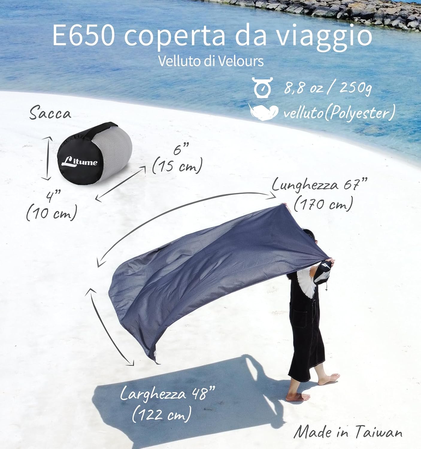 Litume Coperta da Viaggio Leggera e Traspirante 170x122cm - immagine 2