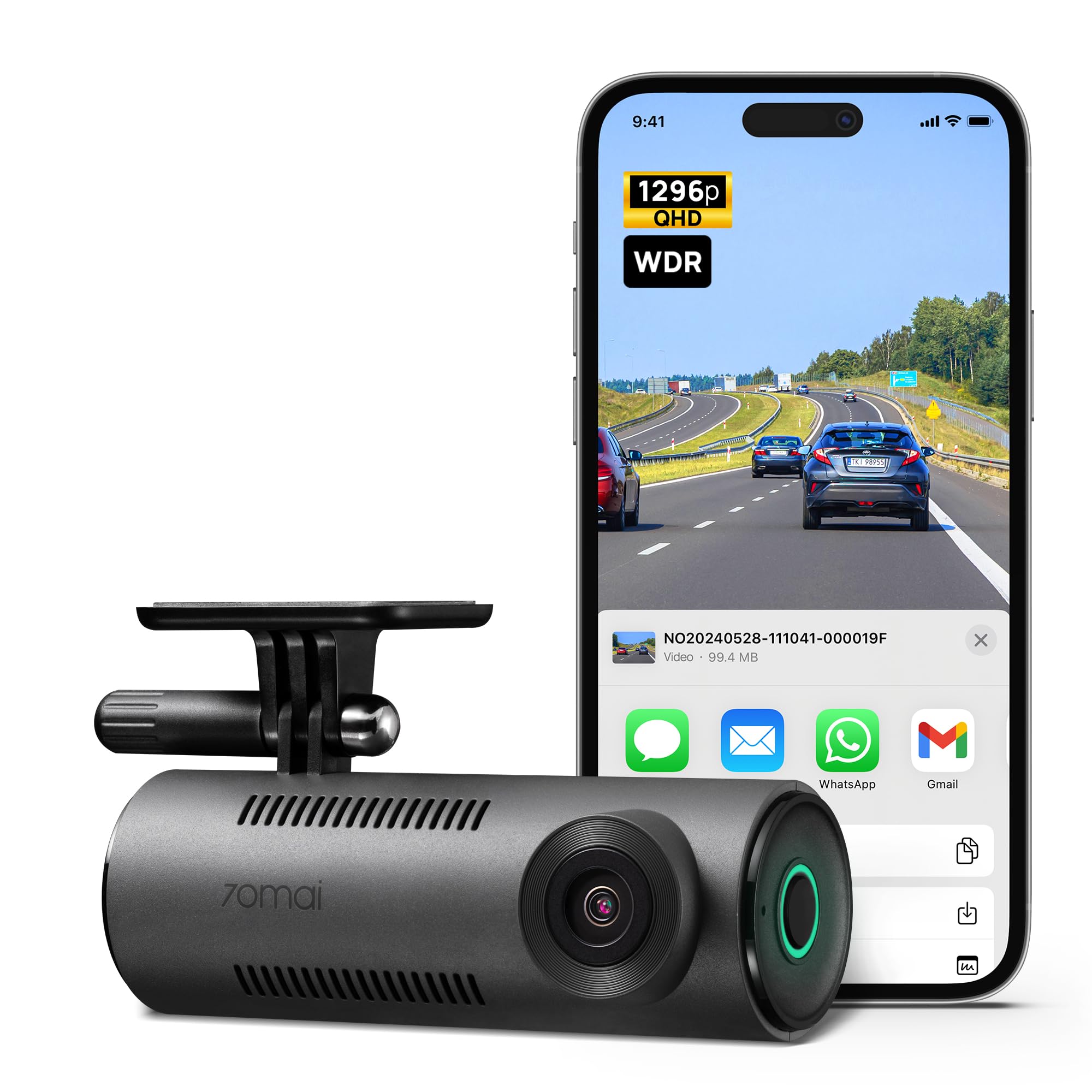 70mai 2K Dash Cam Auto M310 1296P con WiFi Integrato