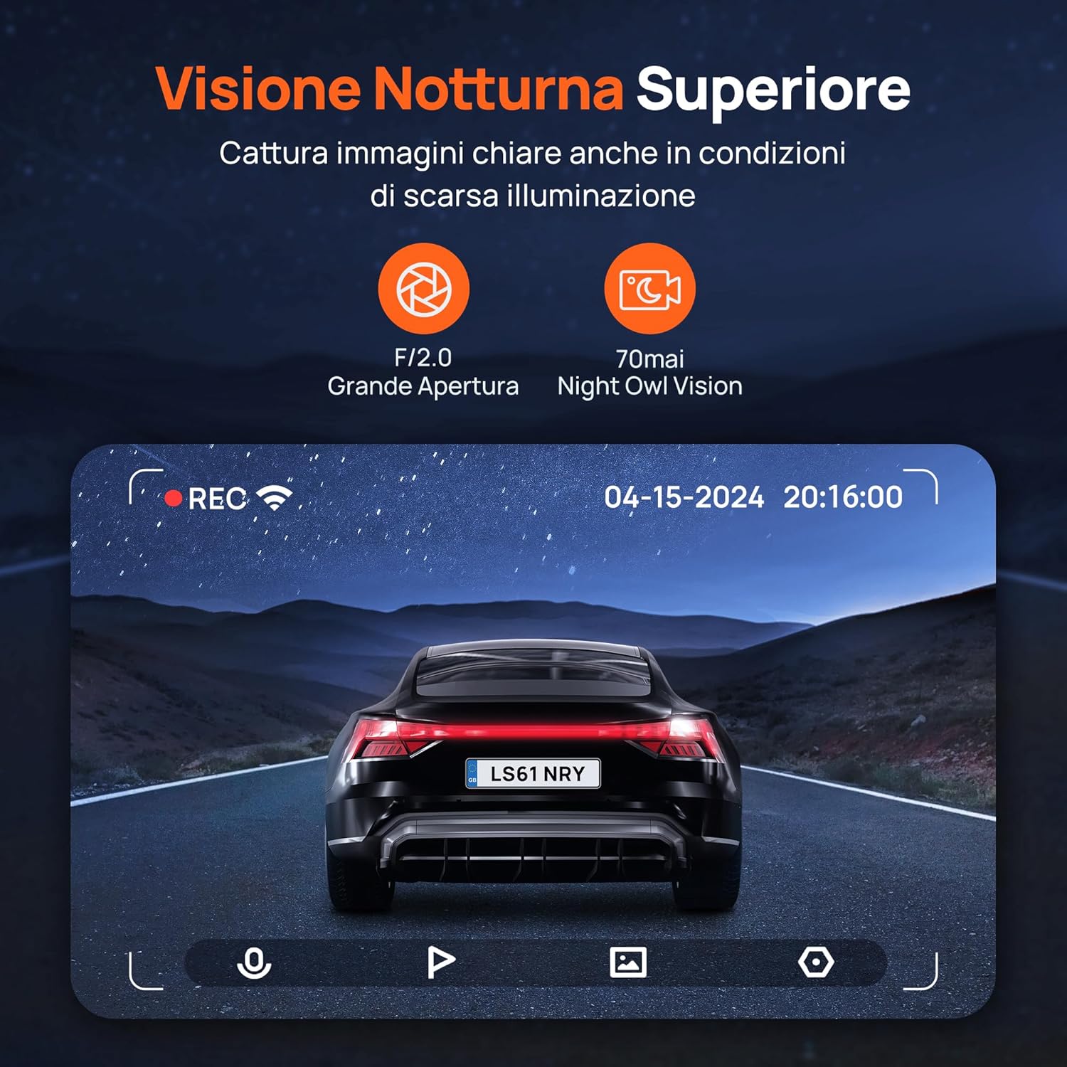 70mai 2K Dash Cam Auto M310 1296P con WiFi Integrato - immagine 4