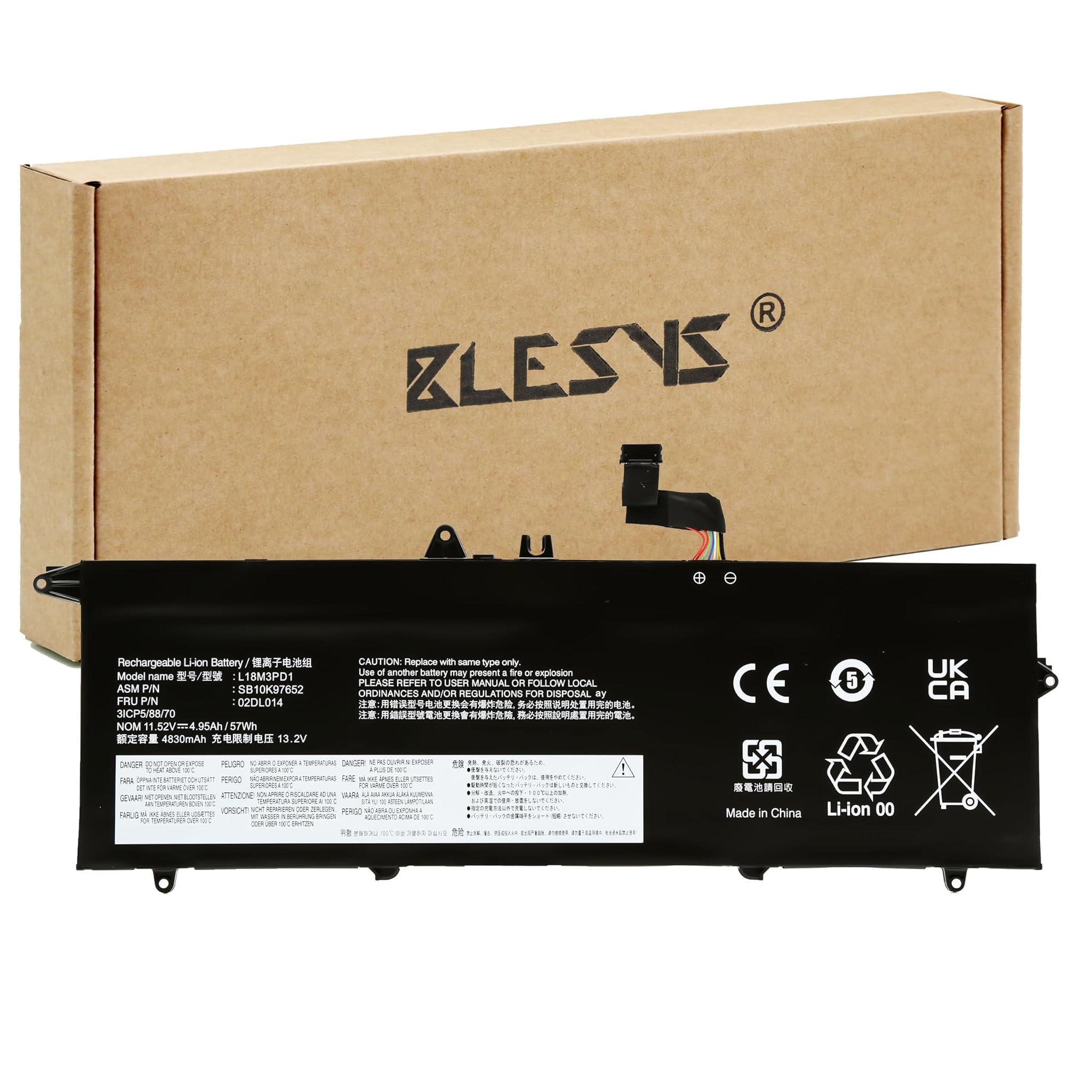 Blesys 02DL013 Batteria per Lenovo ThinkBook T490s, T495s
