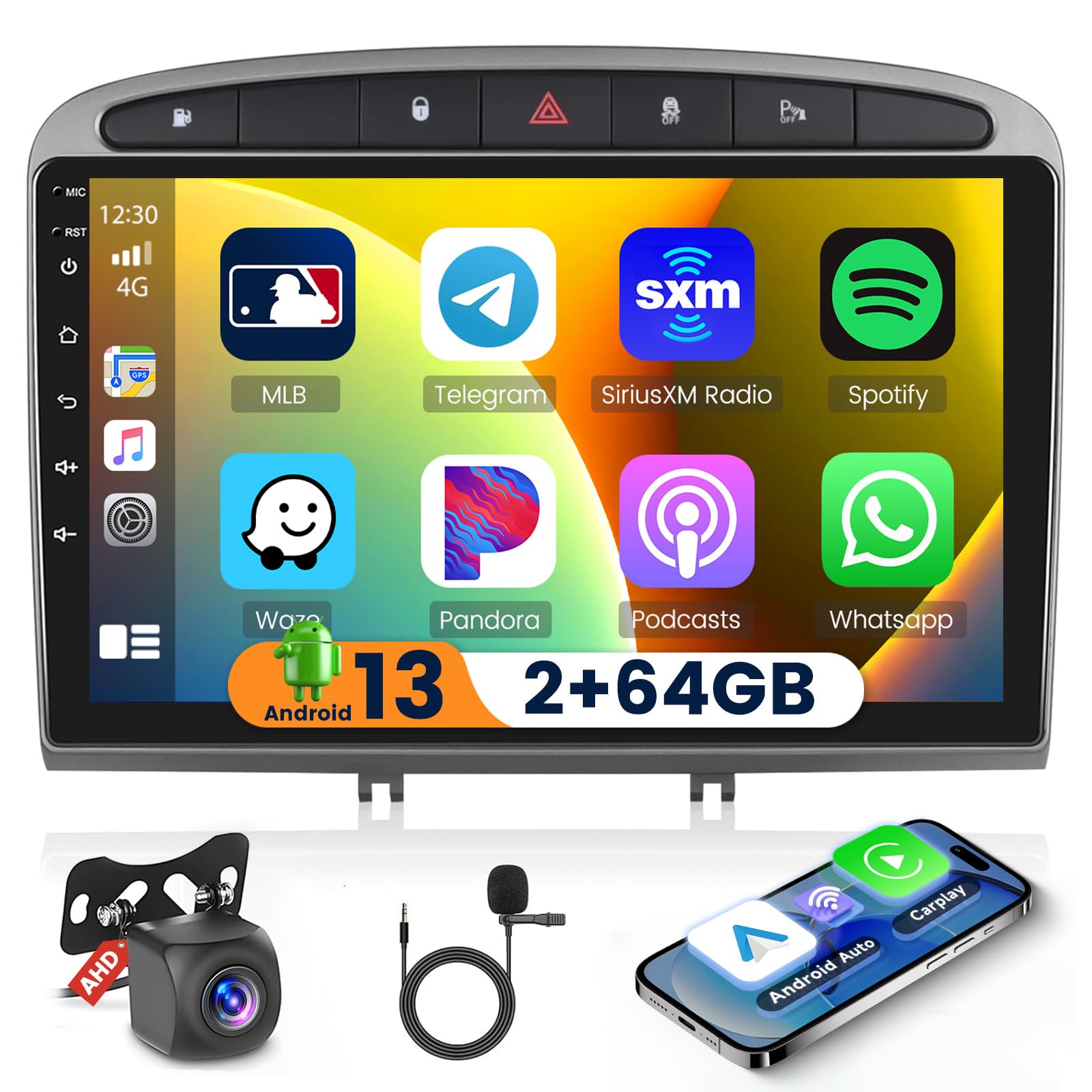Hikity Android 13 Autoradio 9" per Peugeot 308/408
