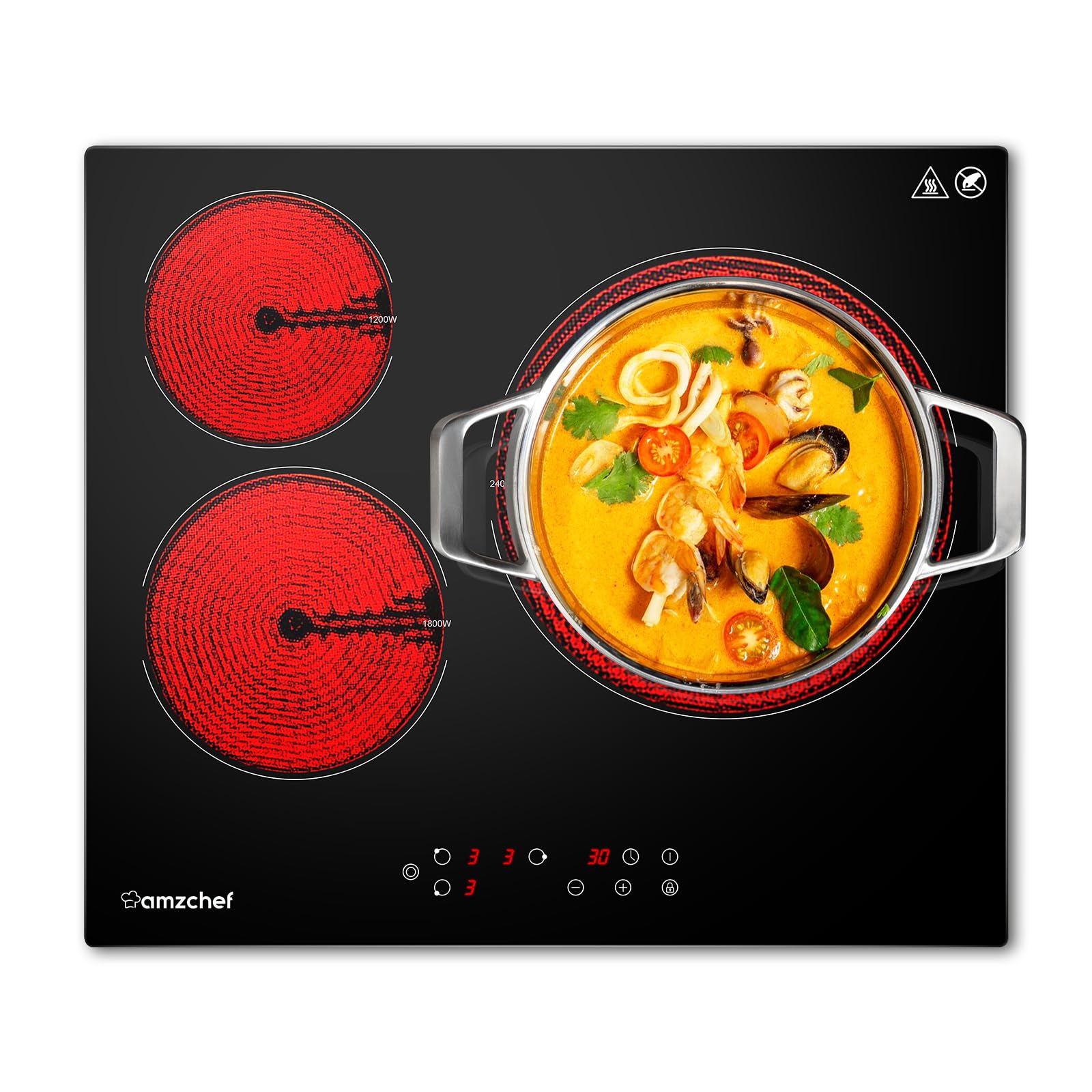 Amzchef Piano Cottura Elettrico 3 Fuochi 5400W