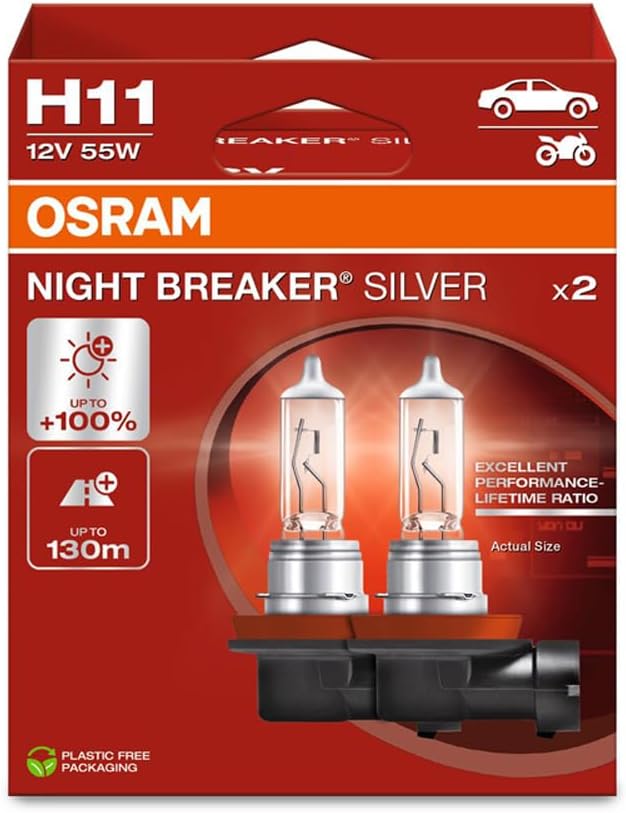 Osram NIGHT BREAKER SILVER H11 - Lampade Alogene (2 pz) - immagine 1