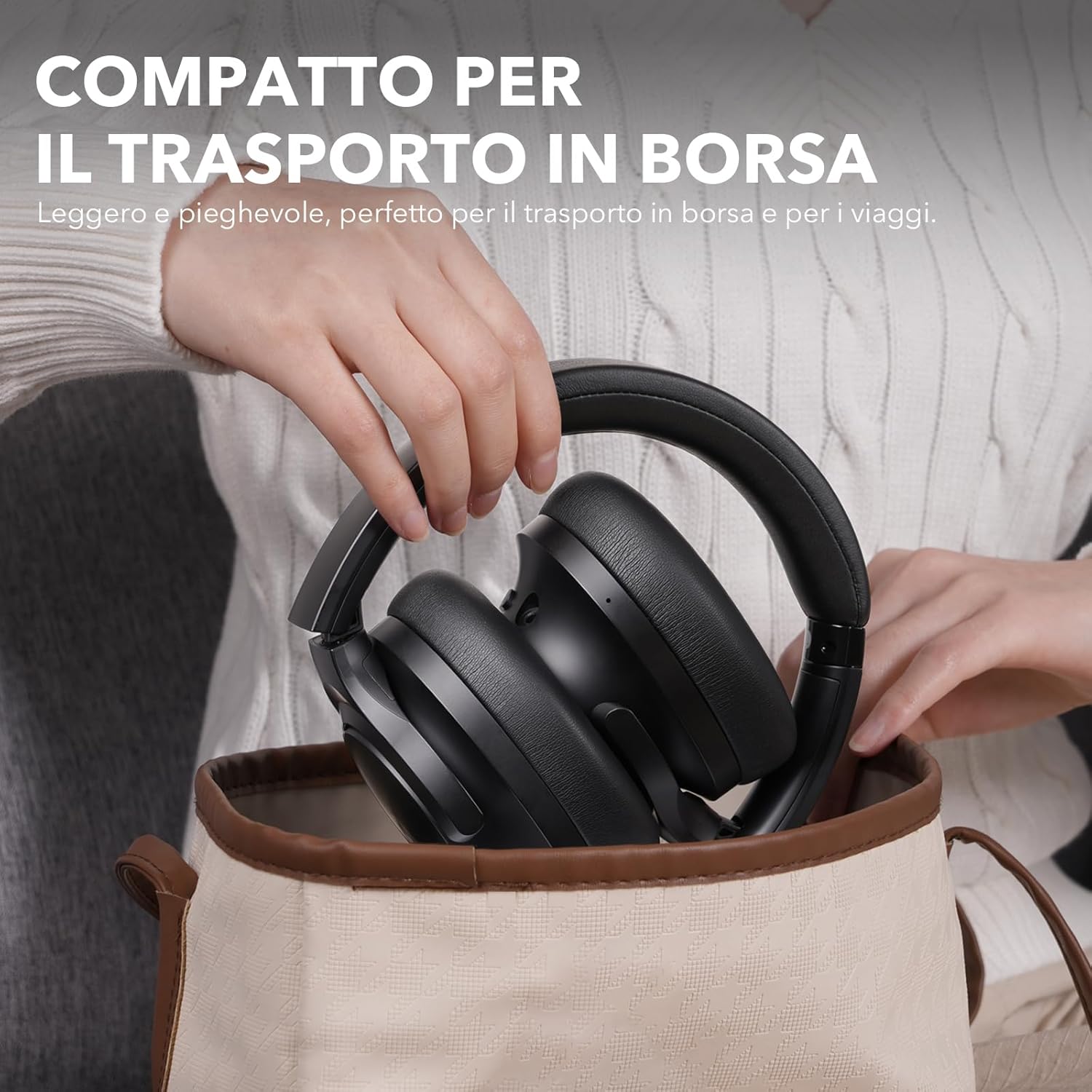 1mii Y8 Cuffie Bluetooth Wireless ANC Ibrida, Nero - immagine 6