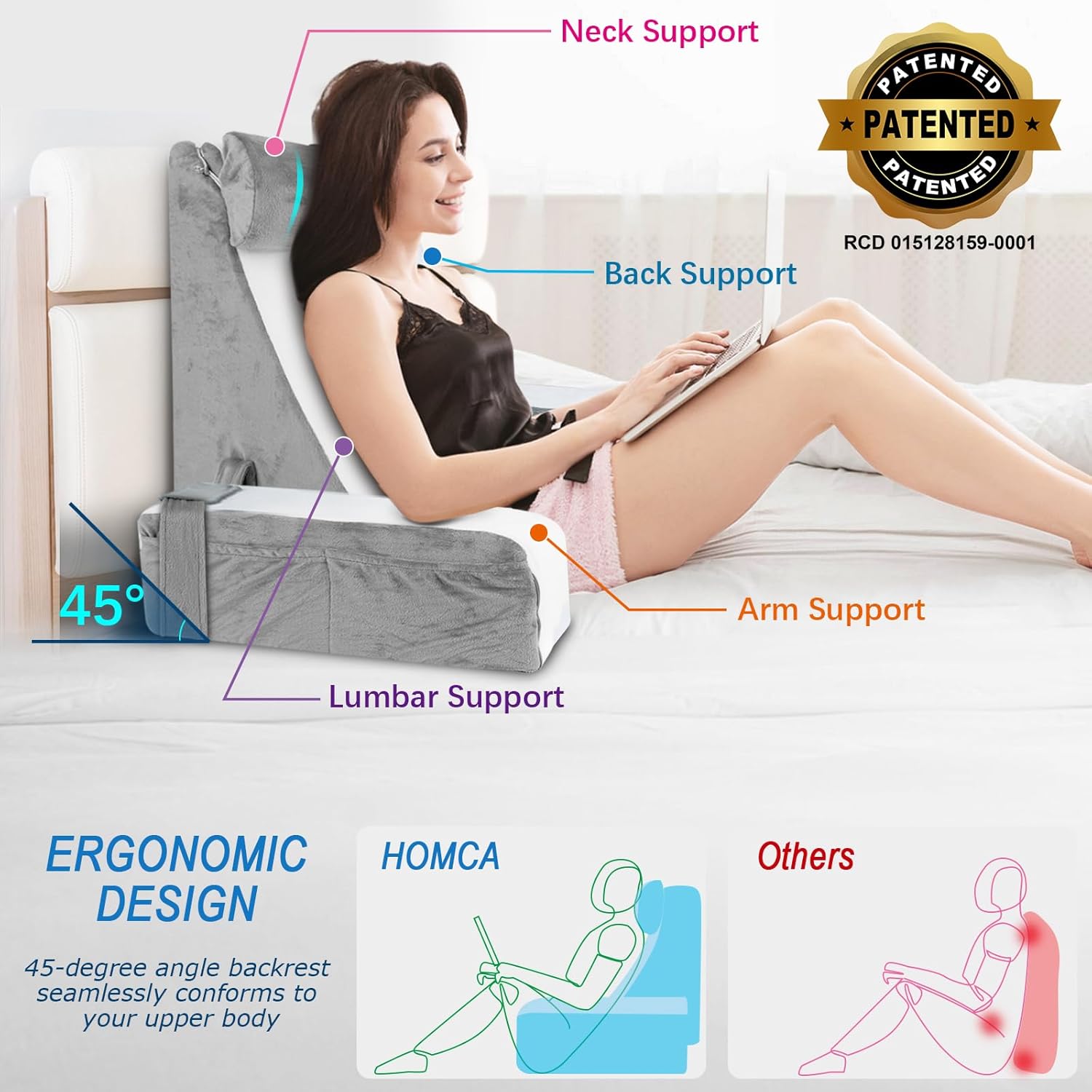 Homca Cuscino da Lettura per Letto e Divano - immagine 2