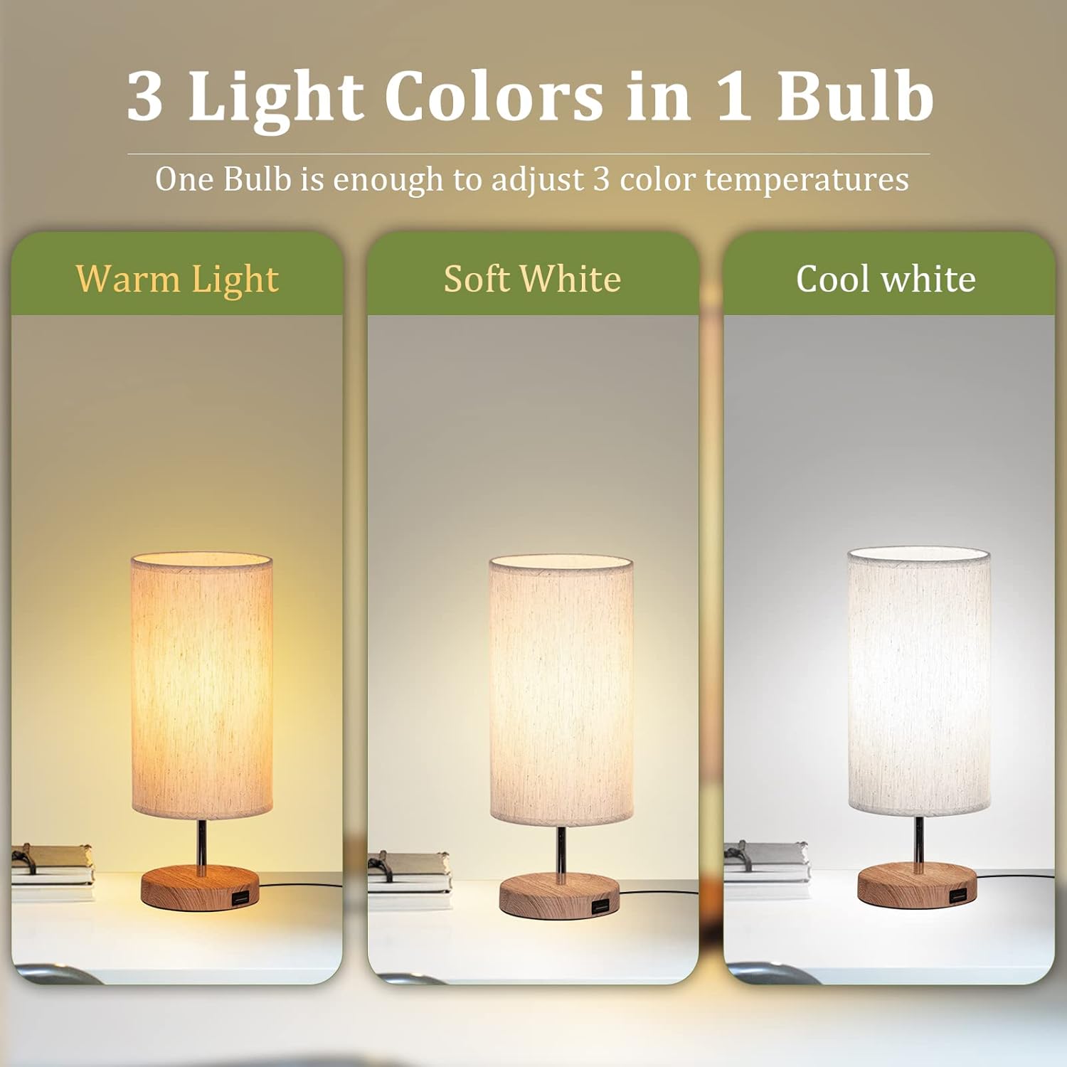 GLUROO Set 2 Lampade da Tavolo Touch con USB - immagine 3