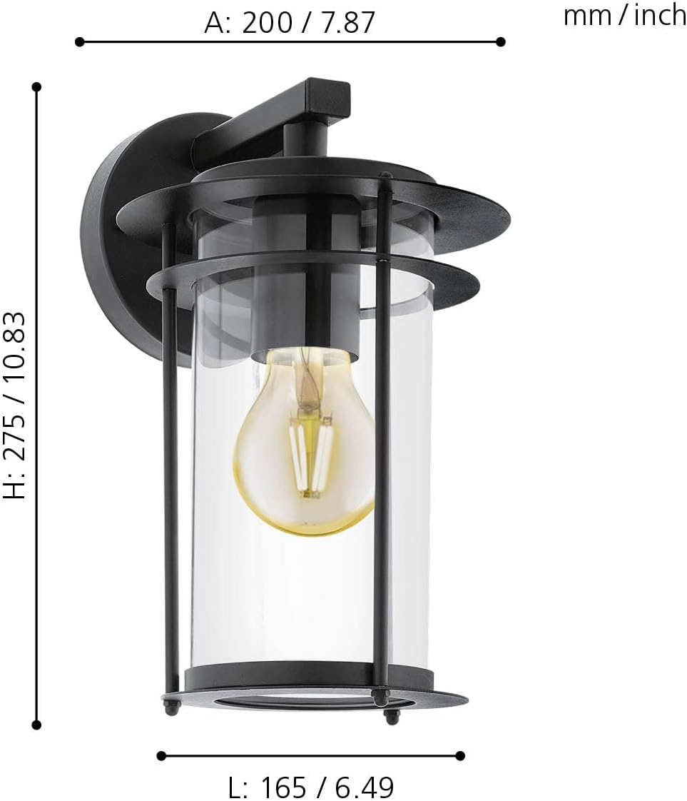 Eglo Valdeo - Lampada da Parete per Esterni E27, Nera - immagine 5